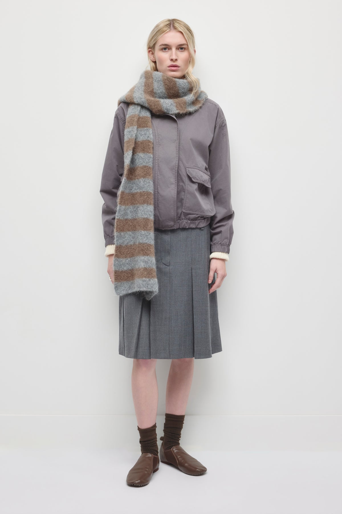 Wabar Textured Scarf in Walnut/Gypsum