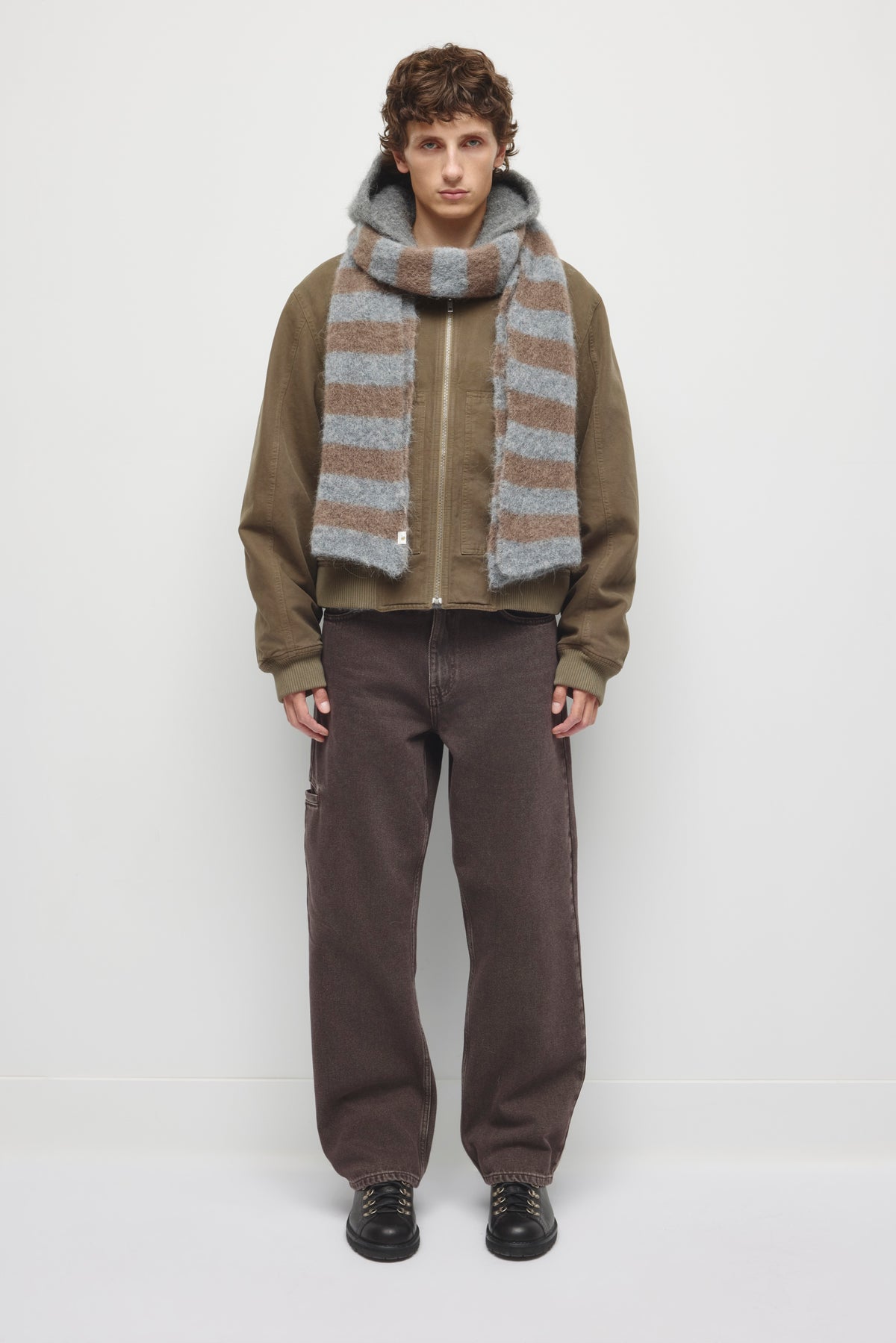 Wabar Textured Scarf in Walnut/Gypsum
