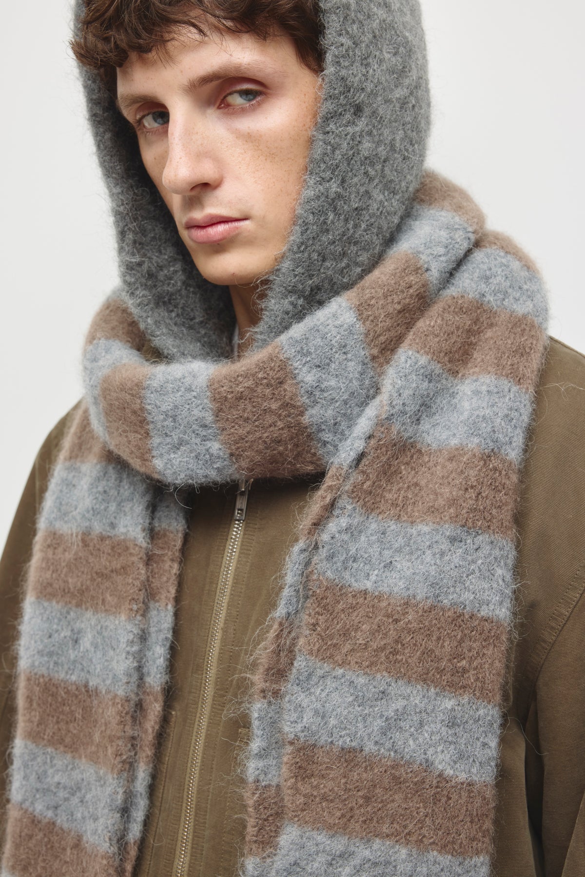 Wabar Textured Scarf in Walnut/Gypsum