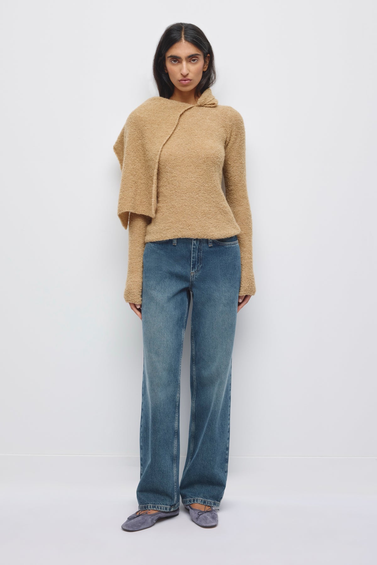 Women's Aliya Cape Sweater in Taupe Mix