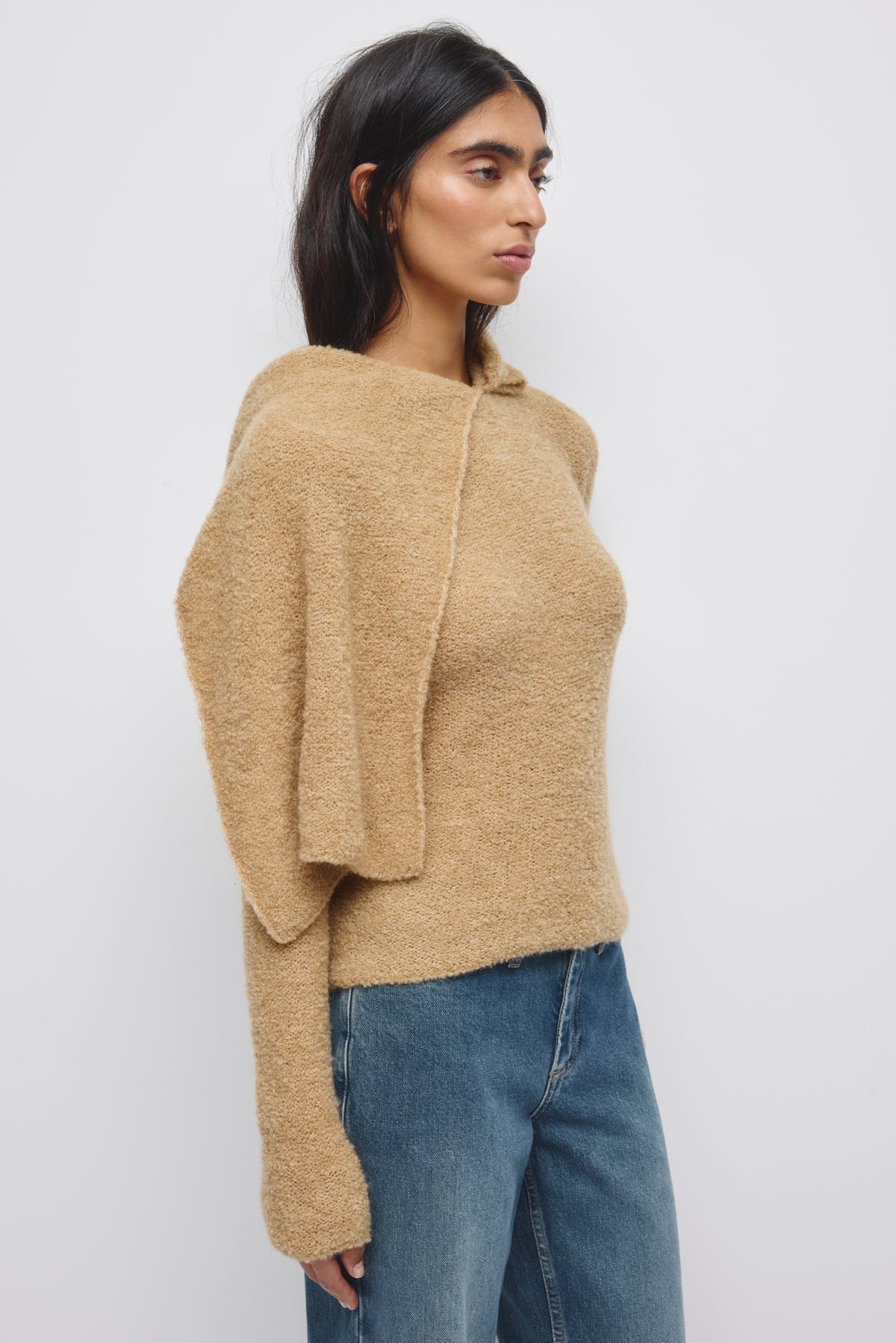 Women's Aliya Cape Sweater in Taupe Mix