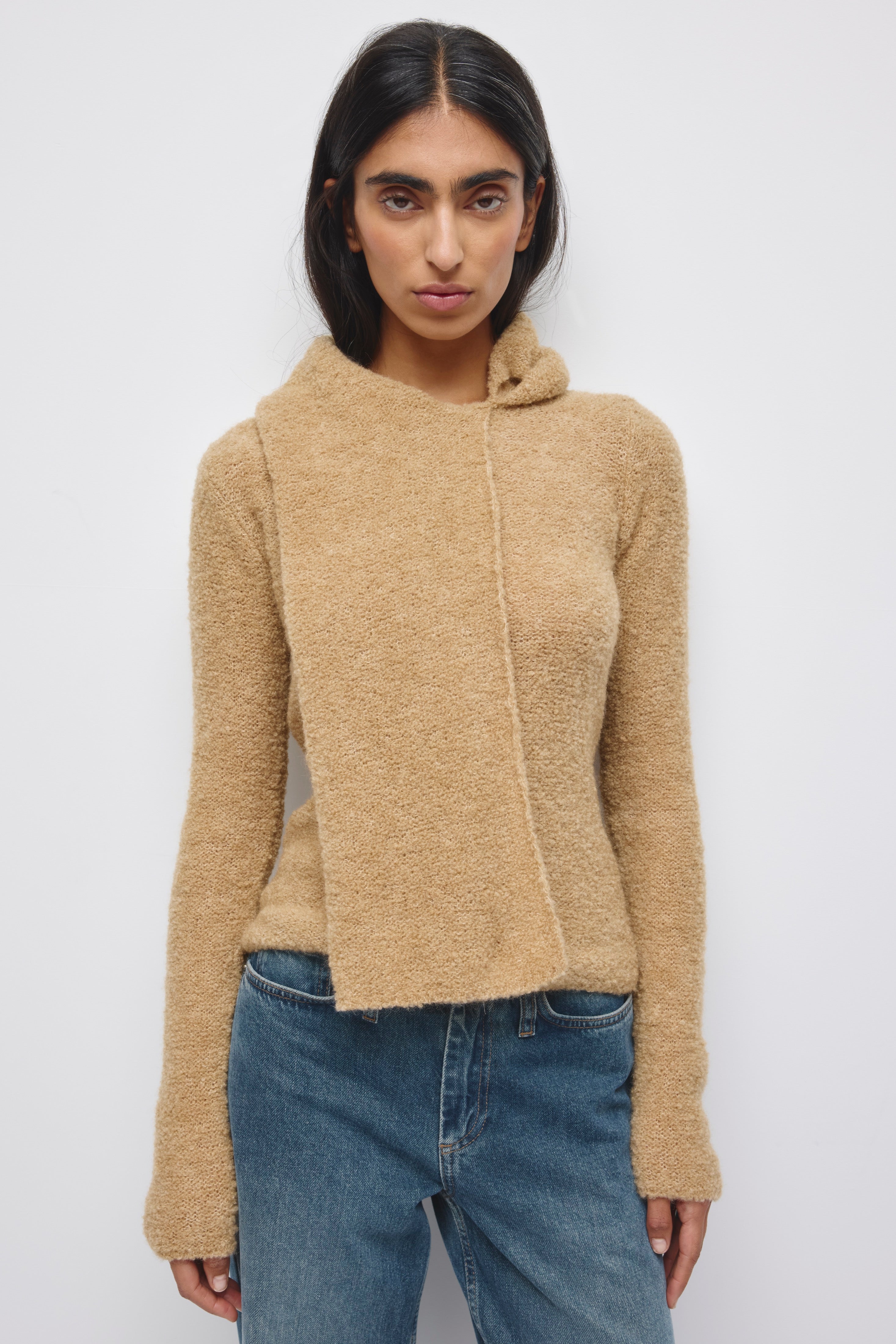 Chandail cape Aliya pour femme en taupe mélangé