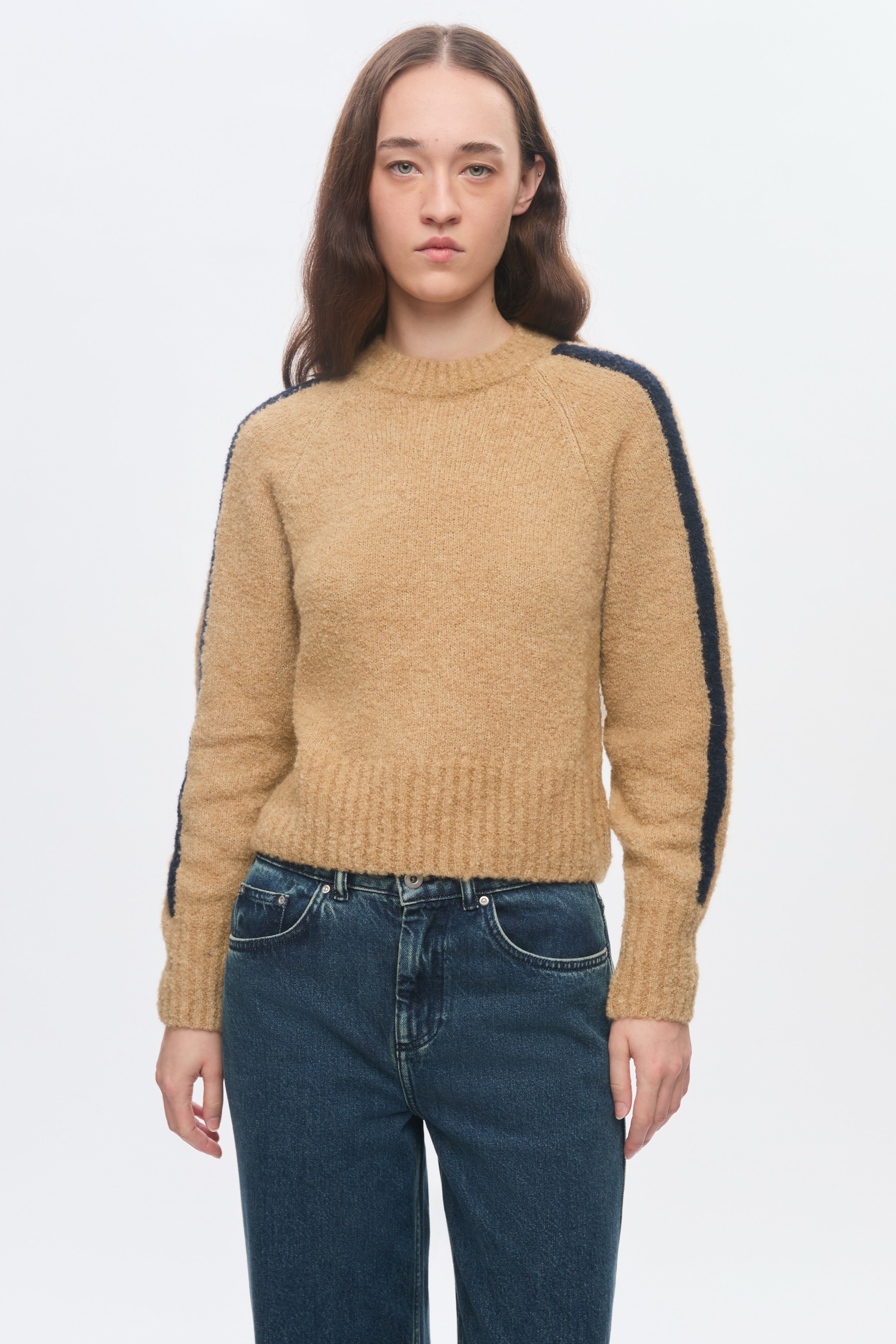 Pull à col rond Aliya pour femme en sand/Midnight