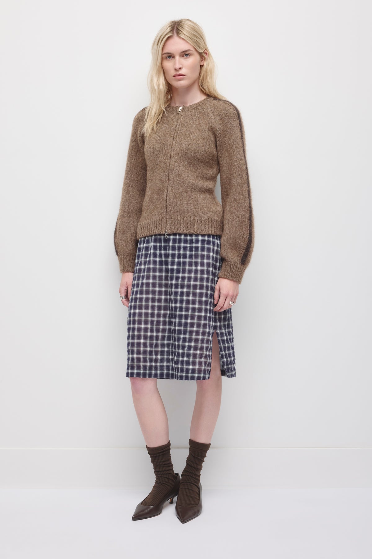 Women's Ali Zip Sweater in Dark Taupe/Brown