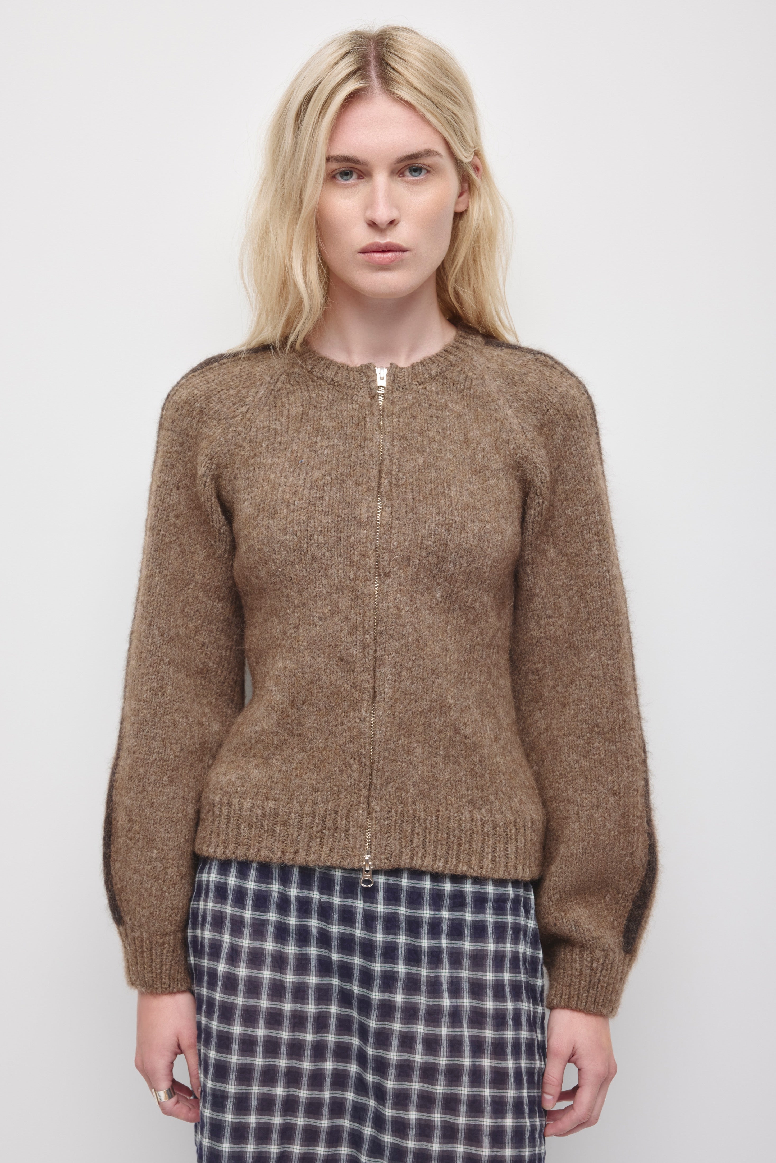 Women's Ali Zip Sweater in Dark Taupe/Brown