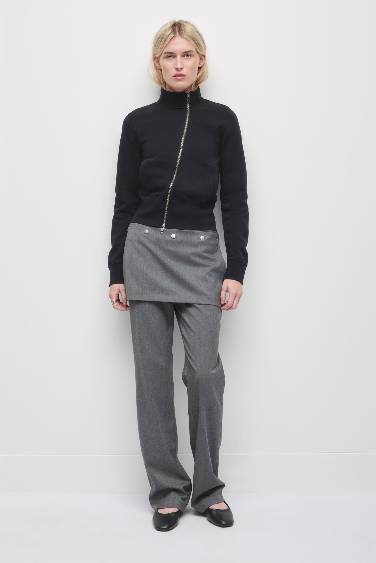 Women's Asymmetric Track Jacket in Black