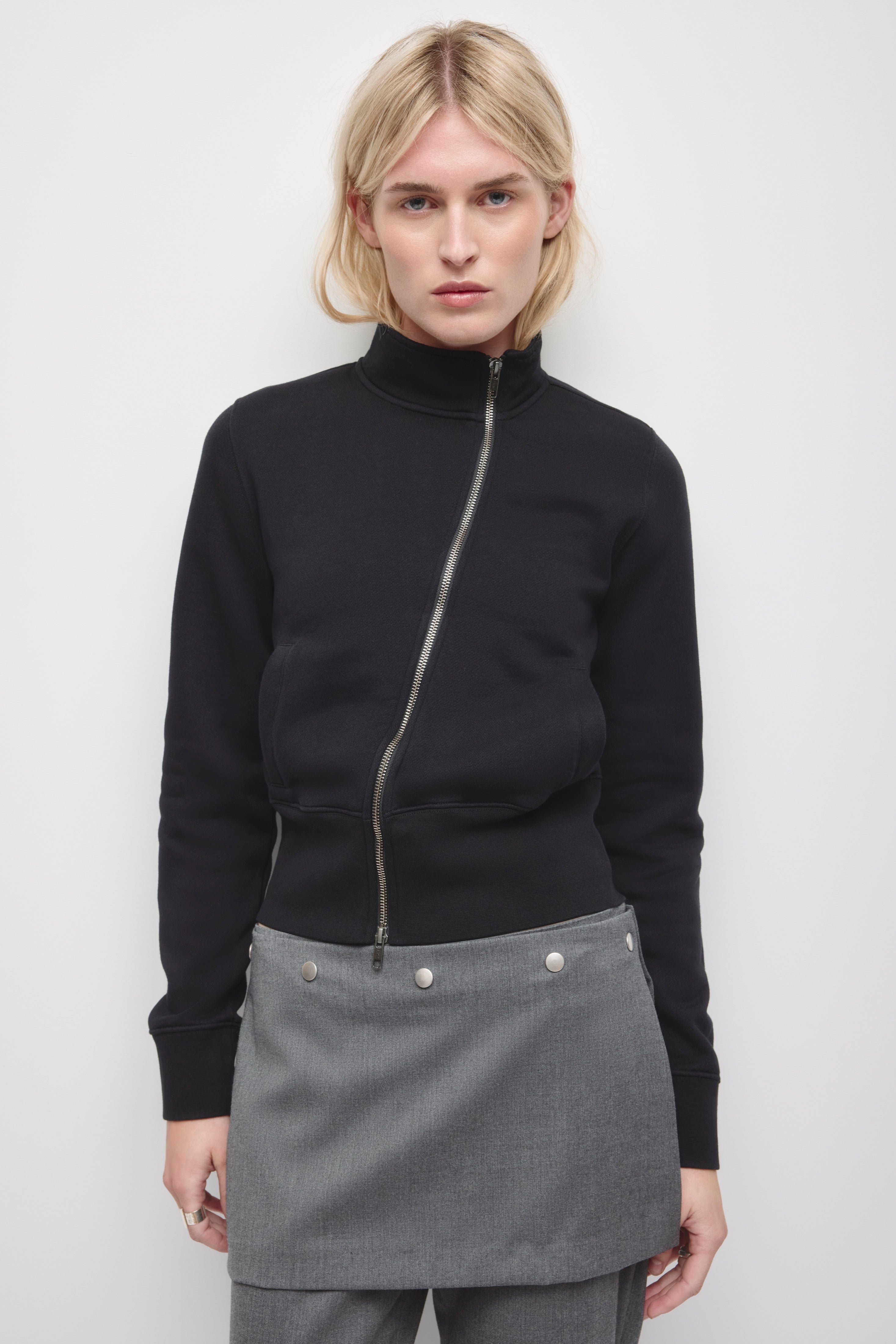 Women's Asymmetric Track Jacket in Black