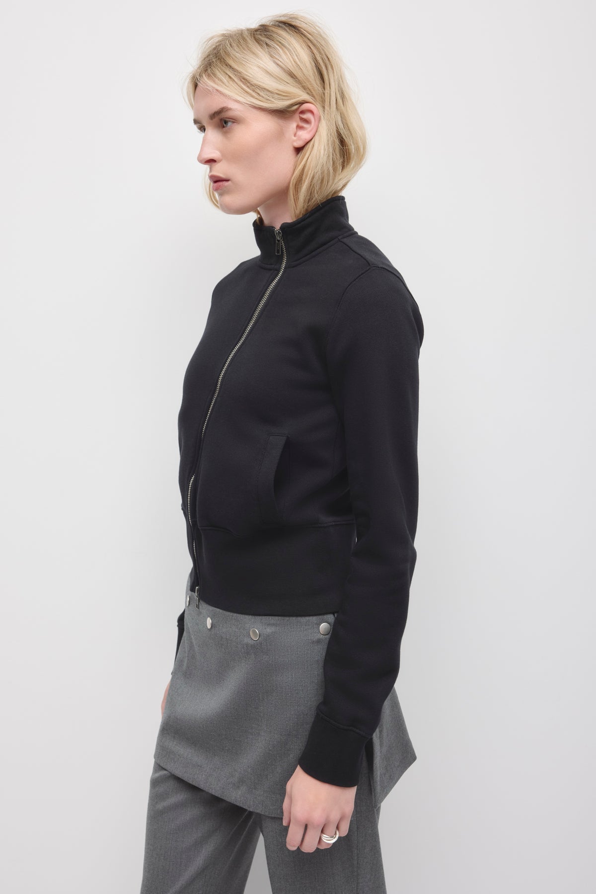 Women's Asymmetric Track Jacket in Black