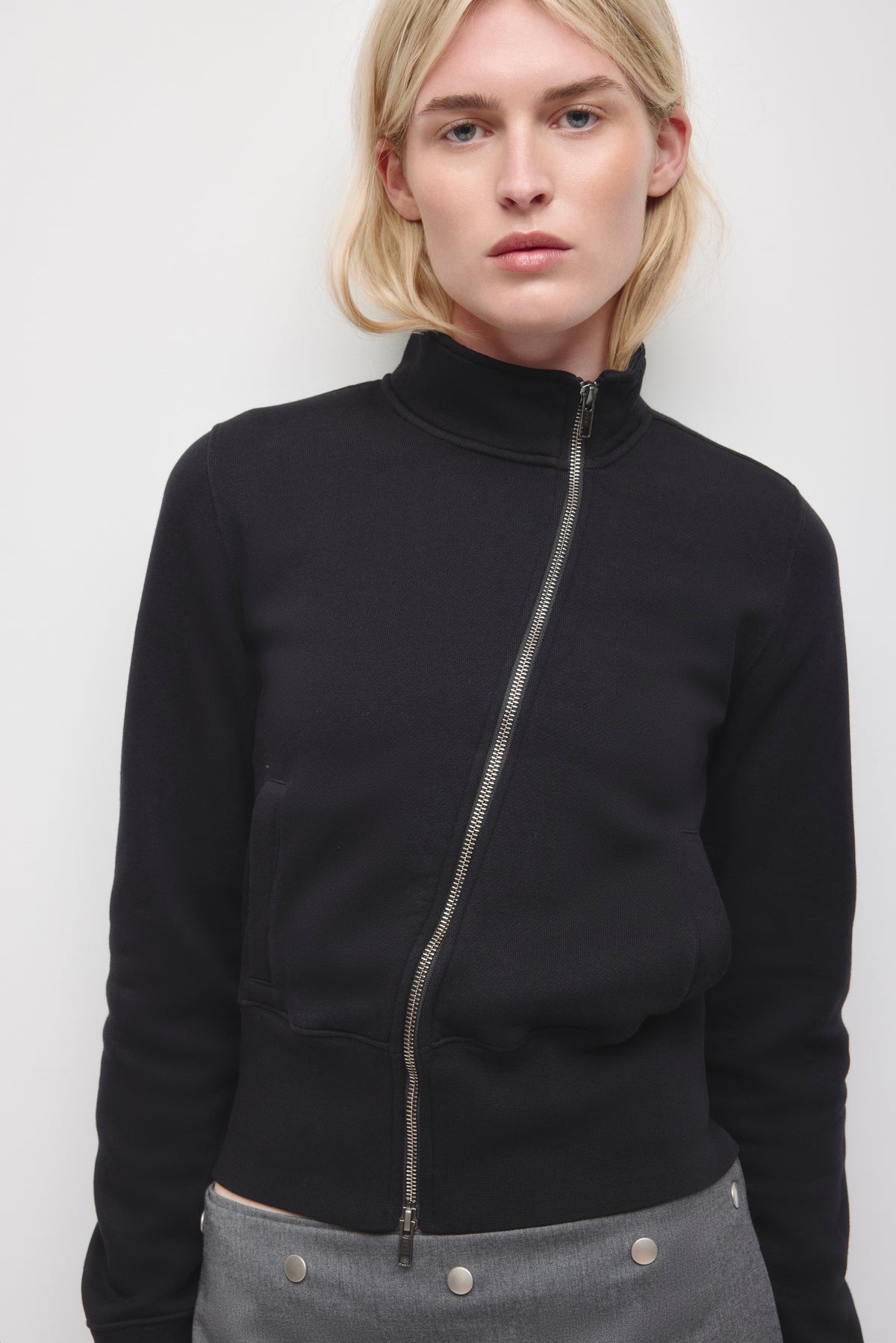 Women's Asymmetric Track Jacket in Black