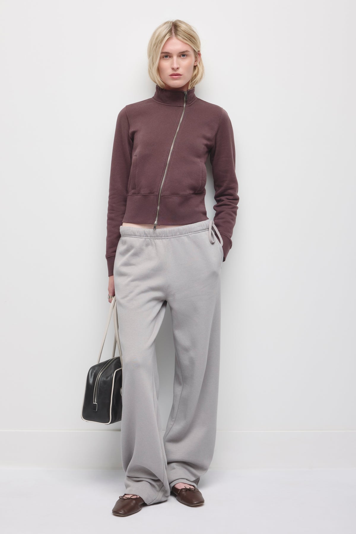 Women's Asymmetric Track Jacket in Raisin