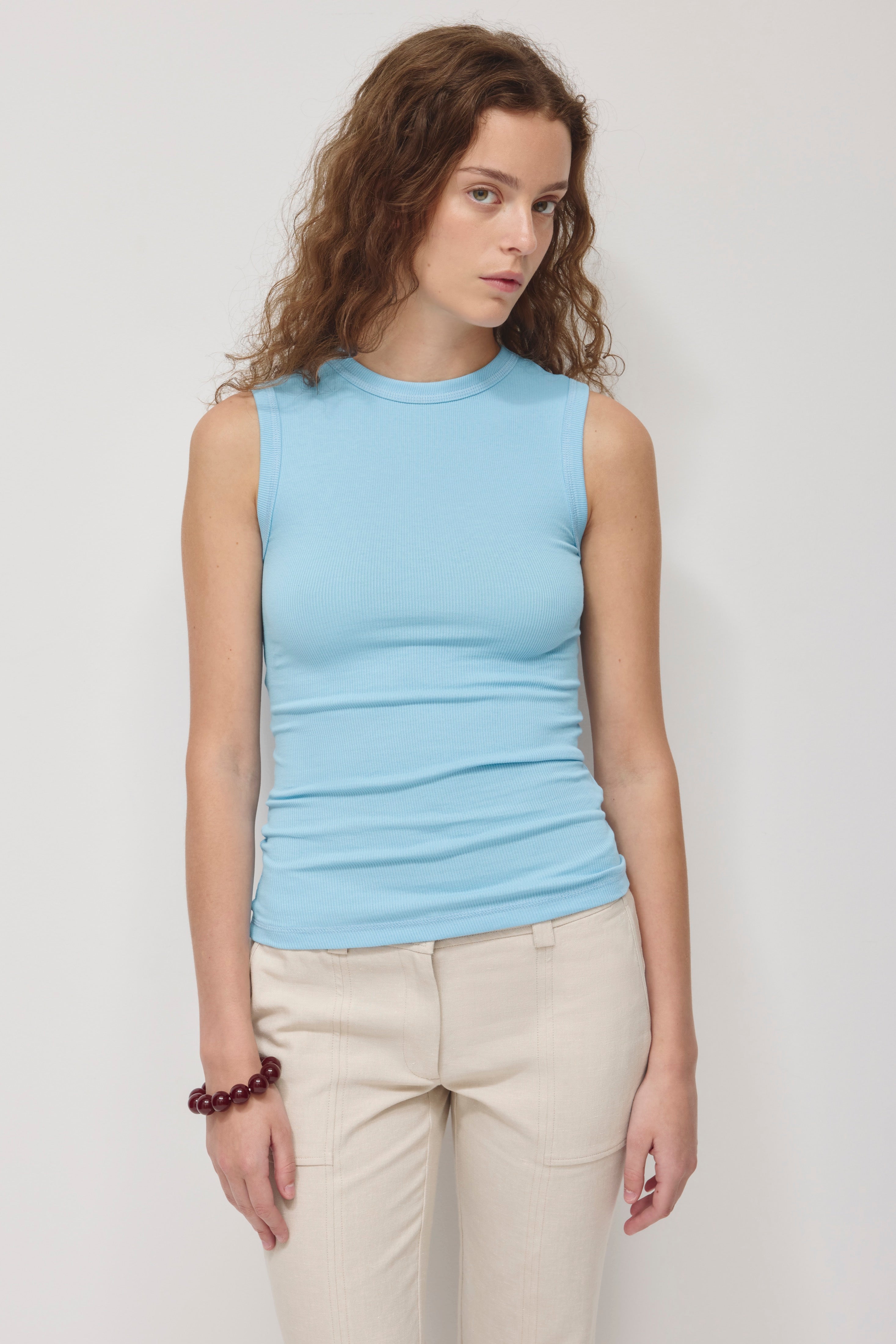 Women's Back Cutout Tank in Azure