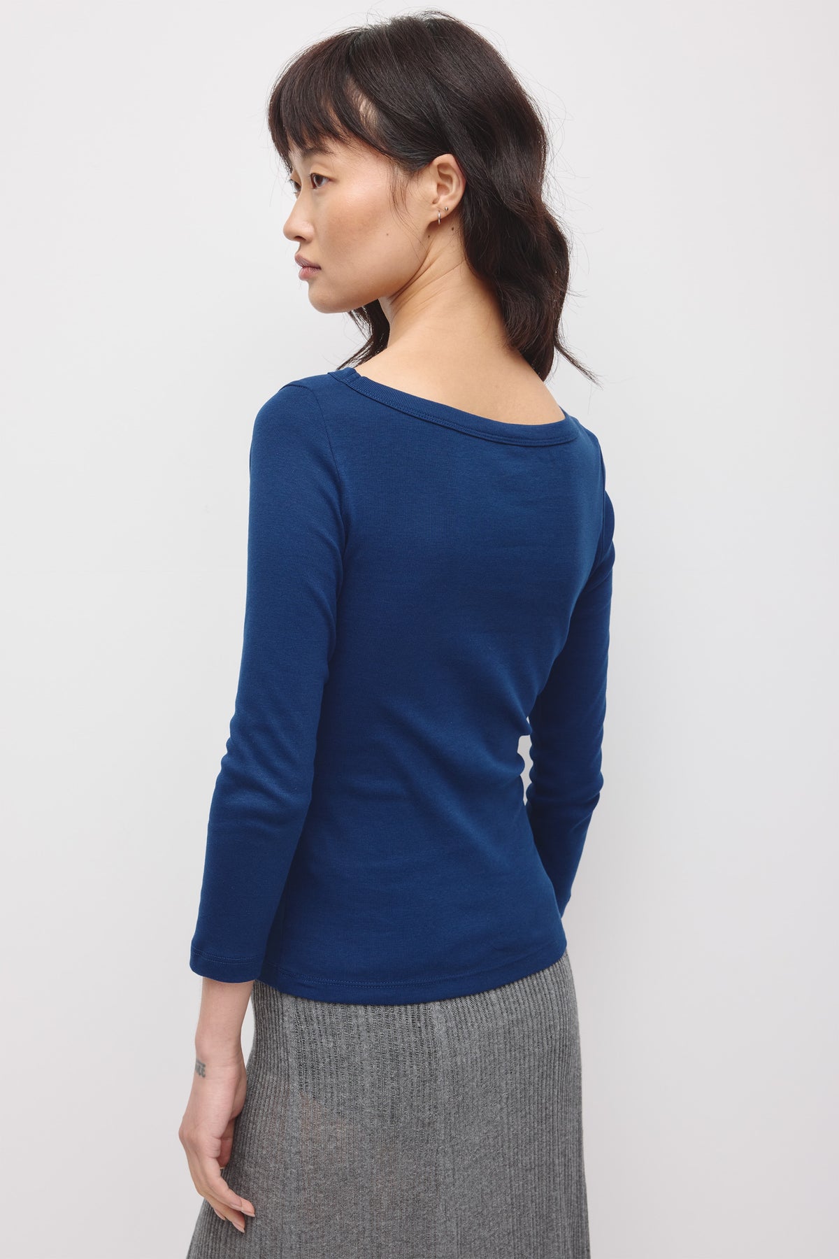 Women's Boatneck 3/4 Sleeve Top in Pacific Blue