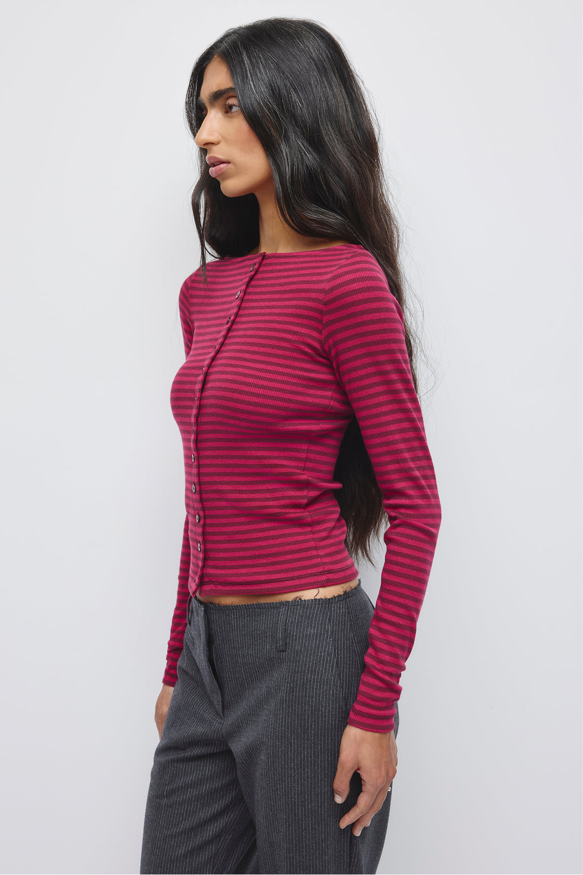Women's Boatneck Cardigan in Sangria/Tawny Port