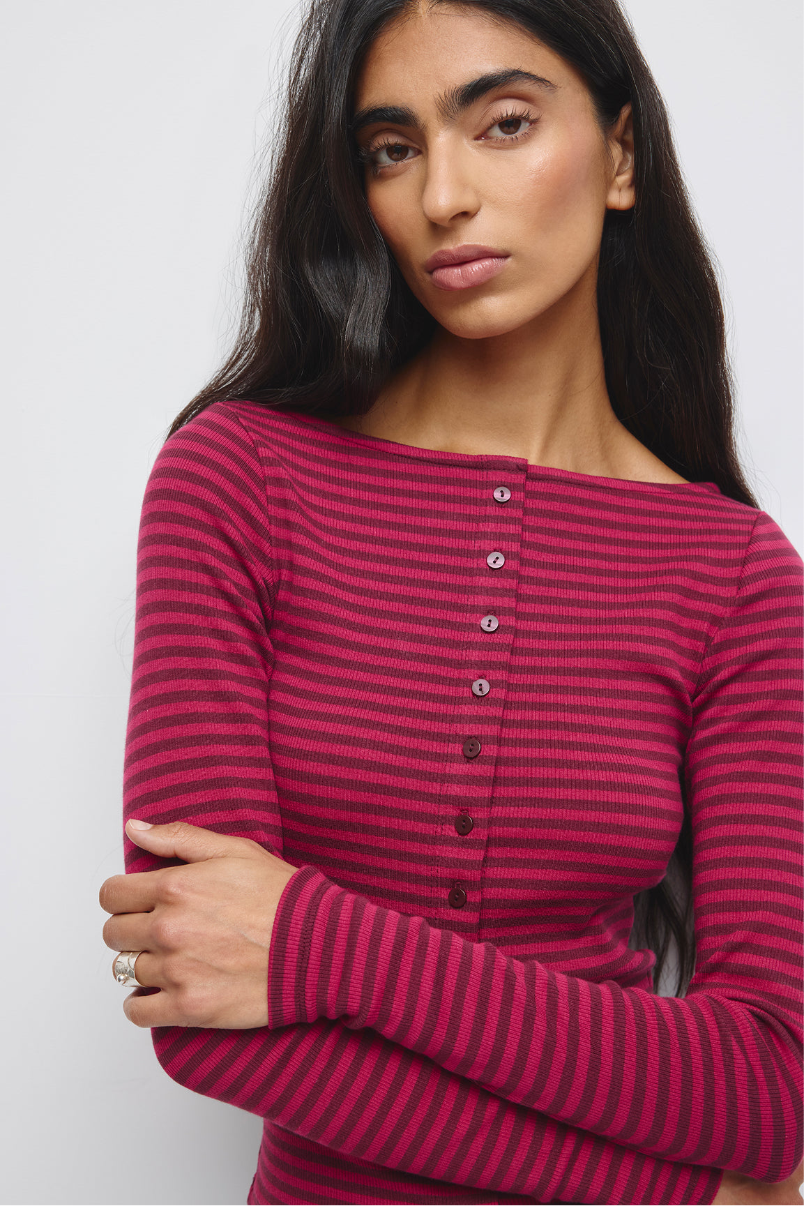 Women's Boatneck Cardigan in Sangria/Tawny Port