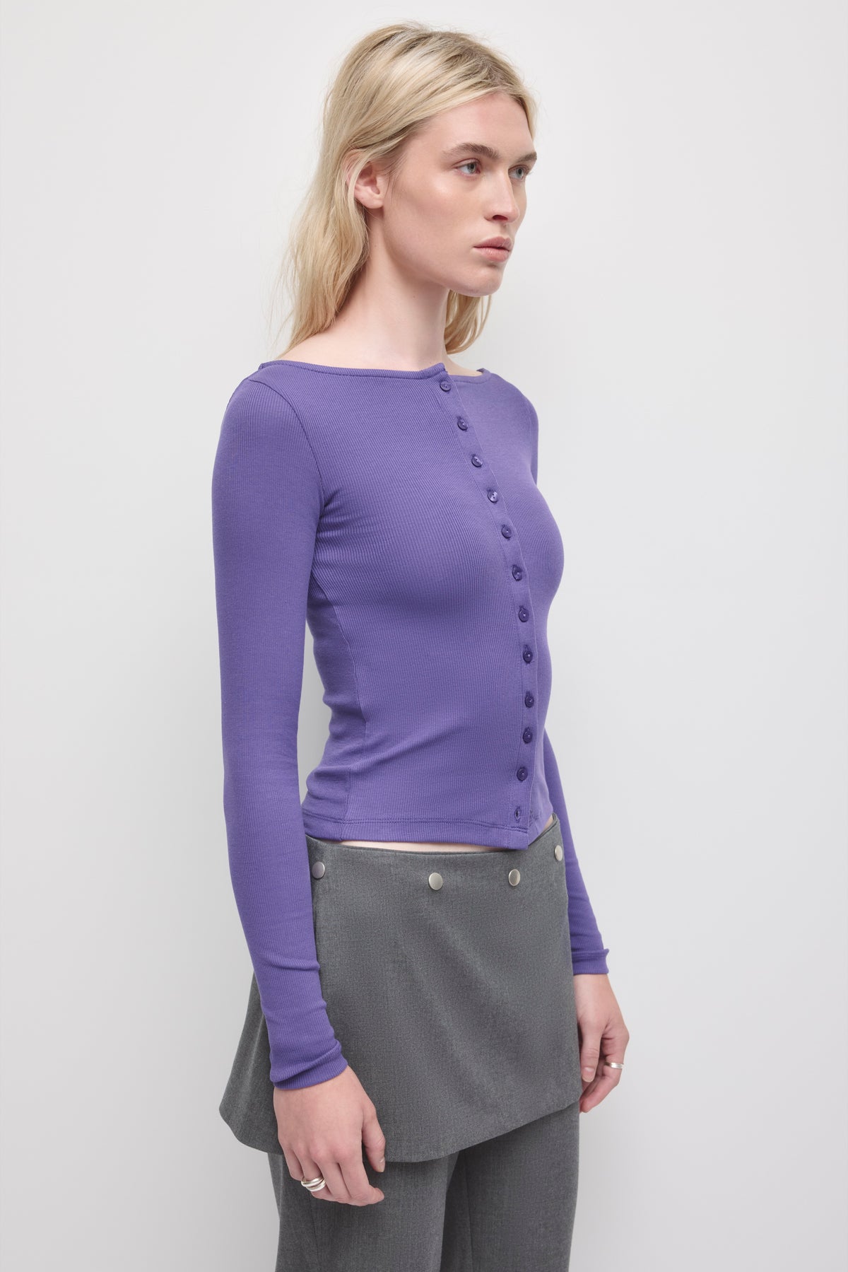 Women's Boatneck Cardigan in Violet
