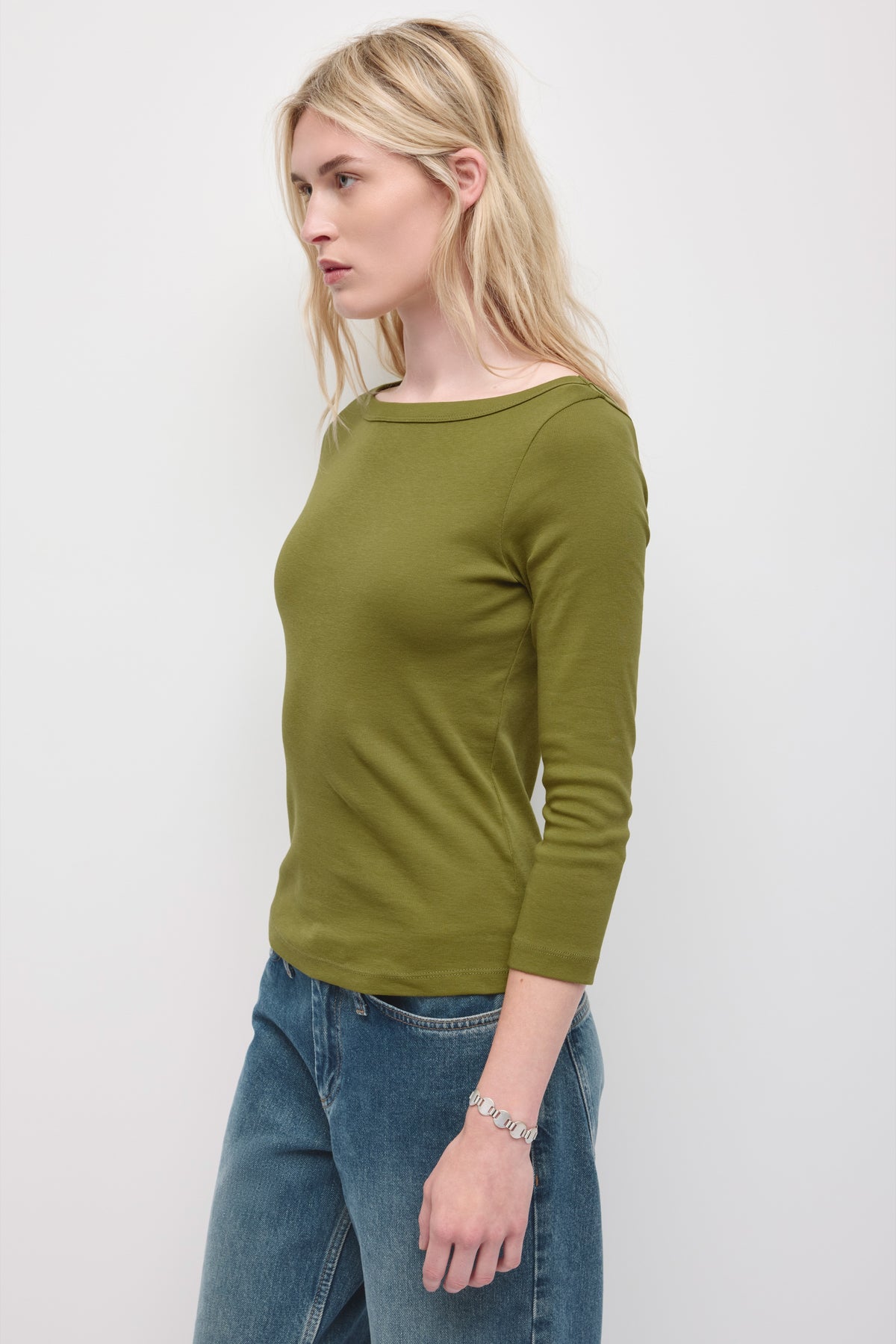 Women's Boatneck 3/4 Sleeve Top in Cardamom