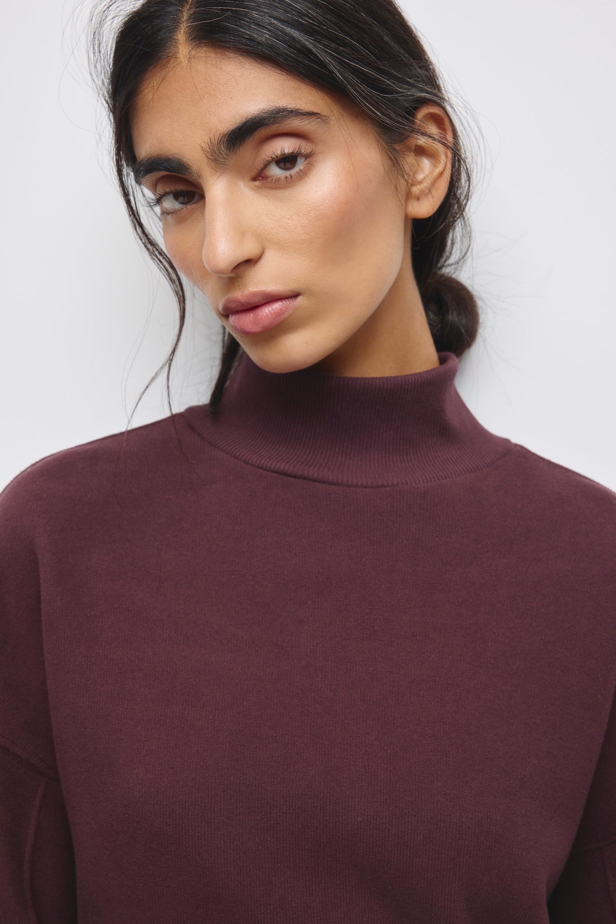 Women's Cozy Turtleneck in Chocolate Plum