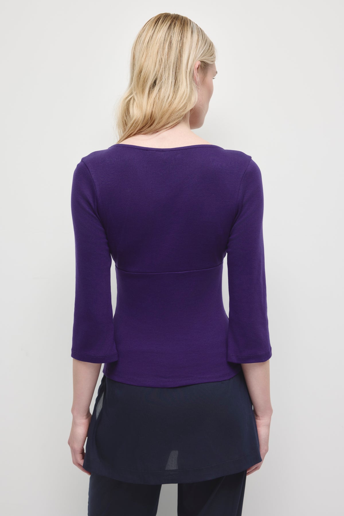 Women's Crossover 3/4 Sleeve Top in Deep Purple