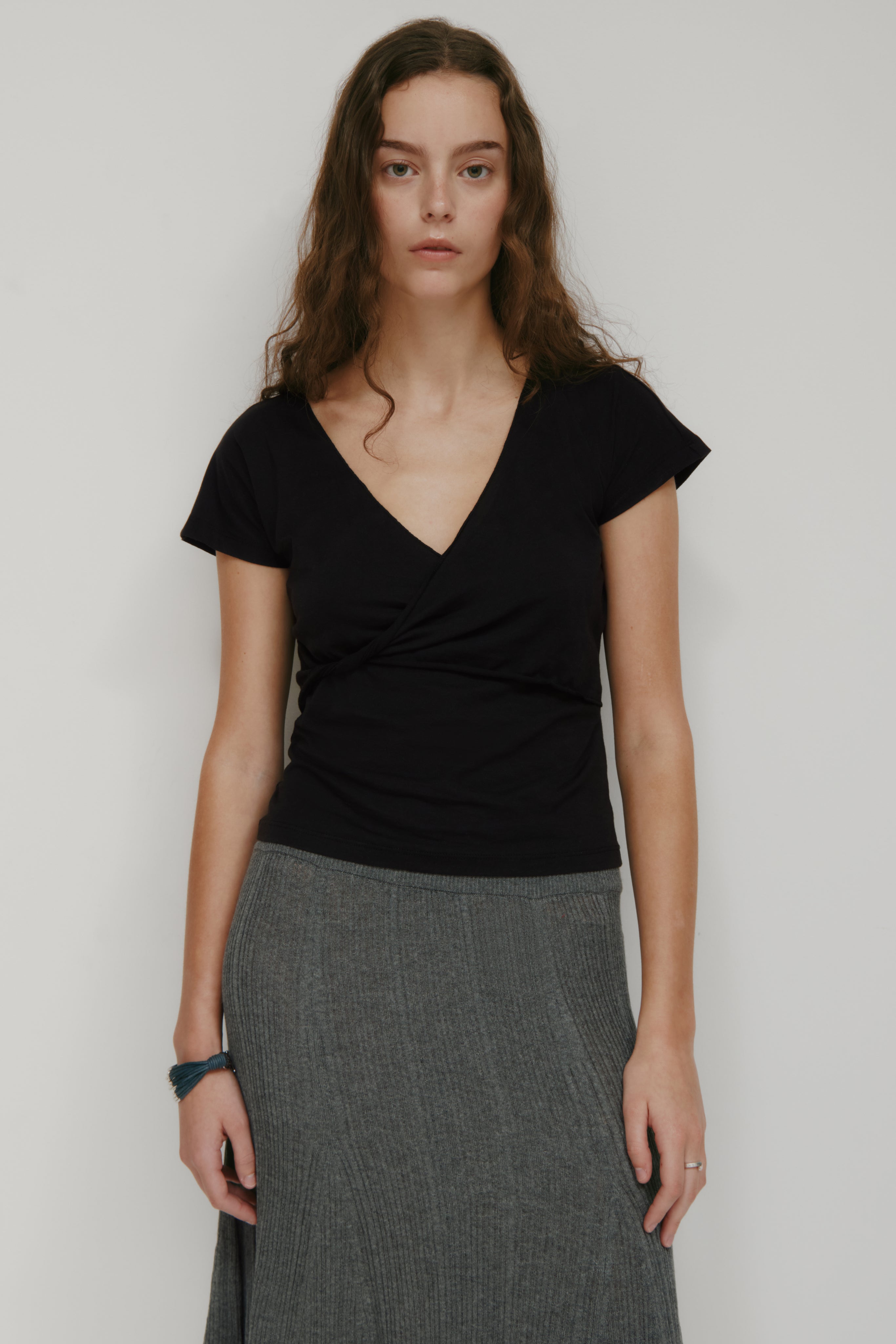 Haut torsadé Dalila pour femme en noir
