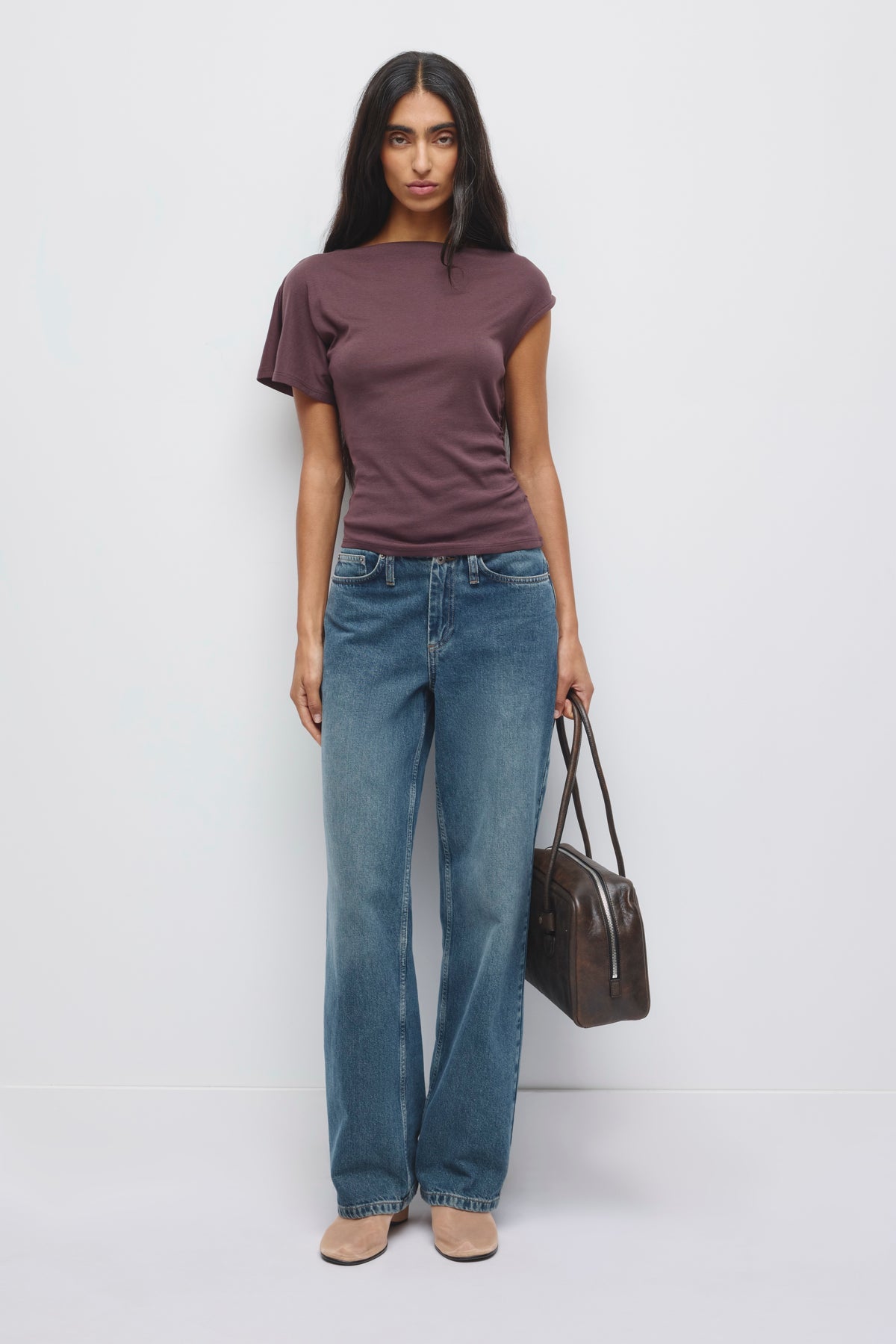 Women's Dana Asymmetric Top in Chocolate Plum