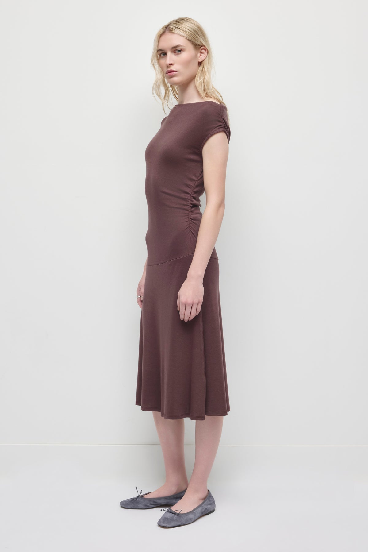 Women's Dana Asymmetric Dress in Chocolate Plum