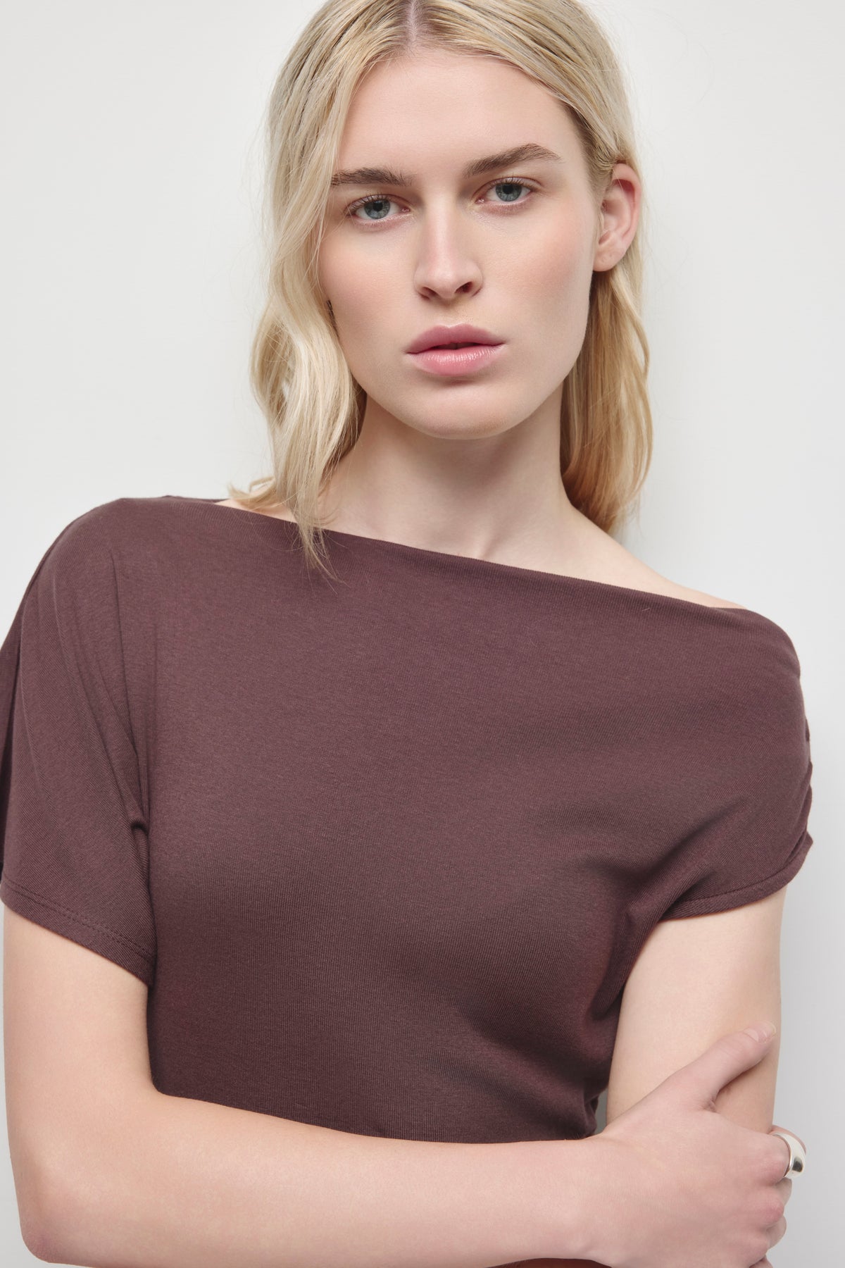 Women's Dana Asymmetric Dress in Chocolate Plum