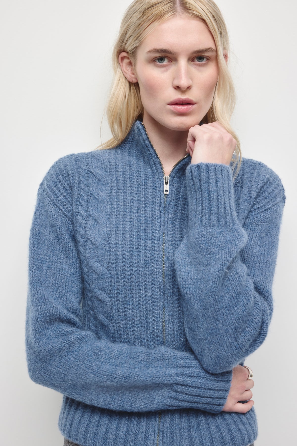 Women's Dima Full Zip Sweater in Blue Mix