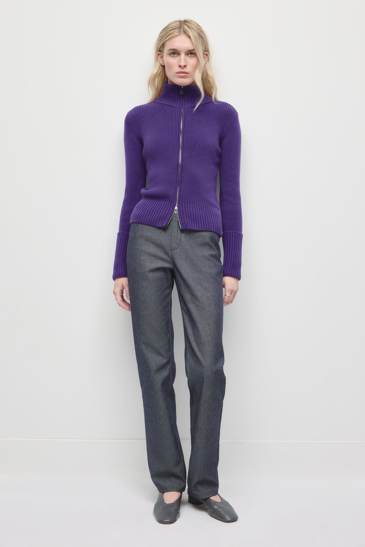 Pull zippé Elara pour femme en violet