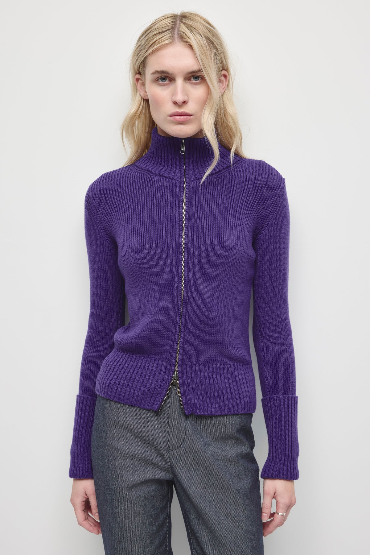 Pull zippé Elara pour femme en violet