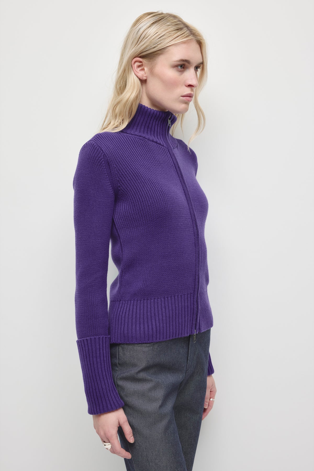 Pull zippé Elara pour femme en violet