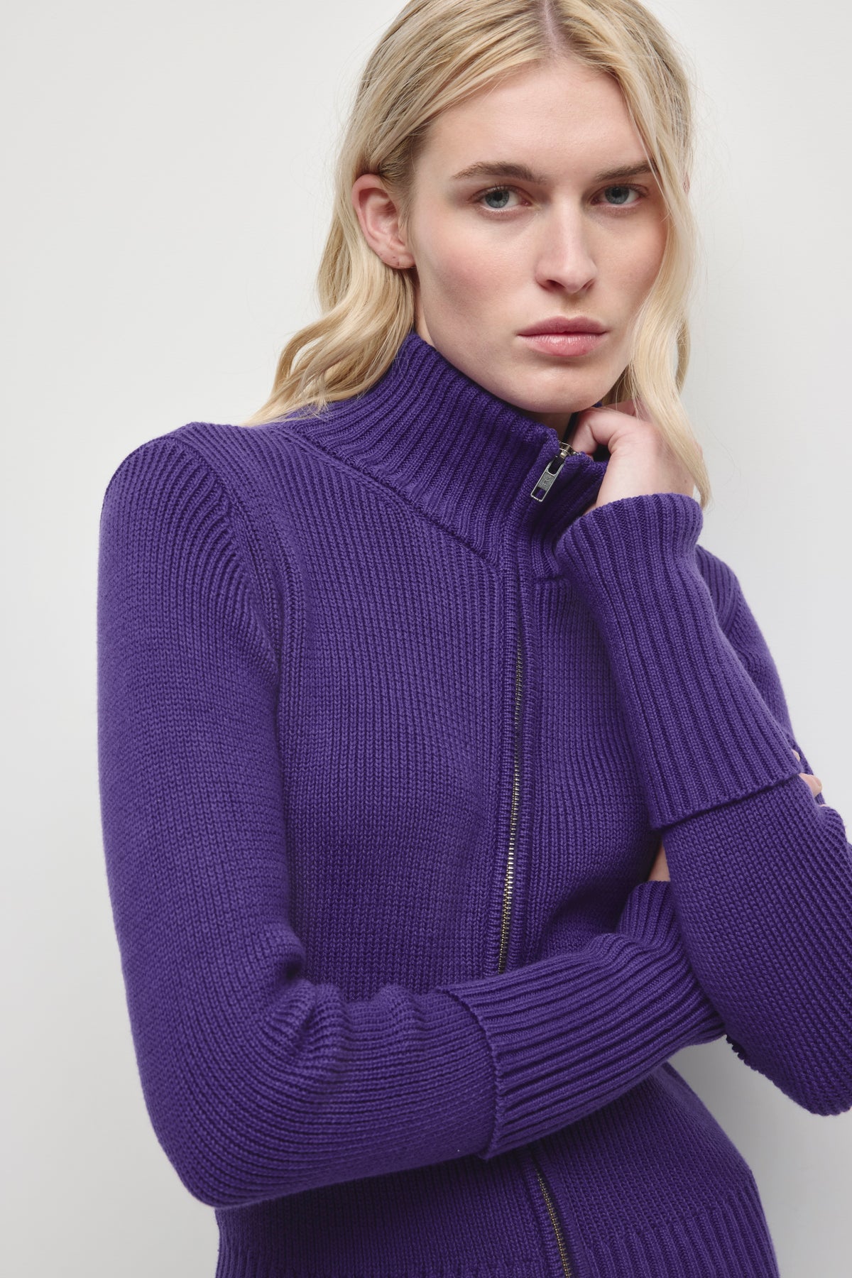 Pull zippé Elara pour femme en violet