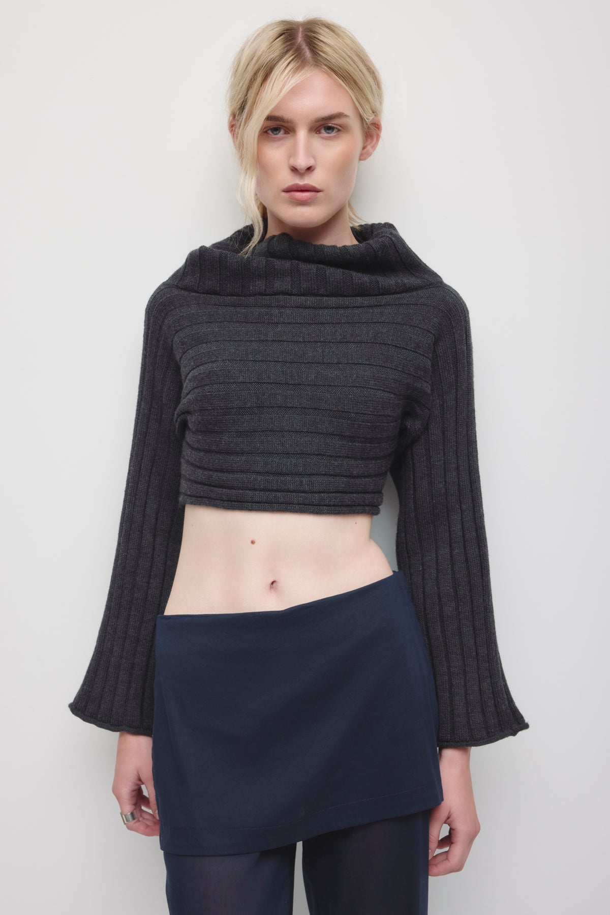 Women's Elina Convertible Sweater in Black Melange