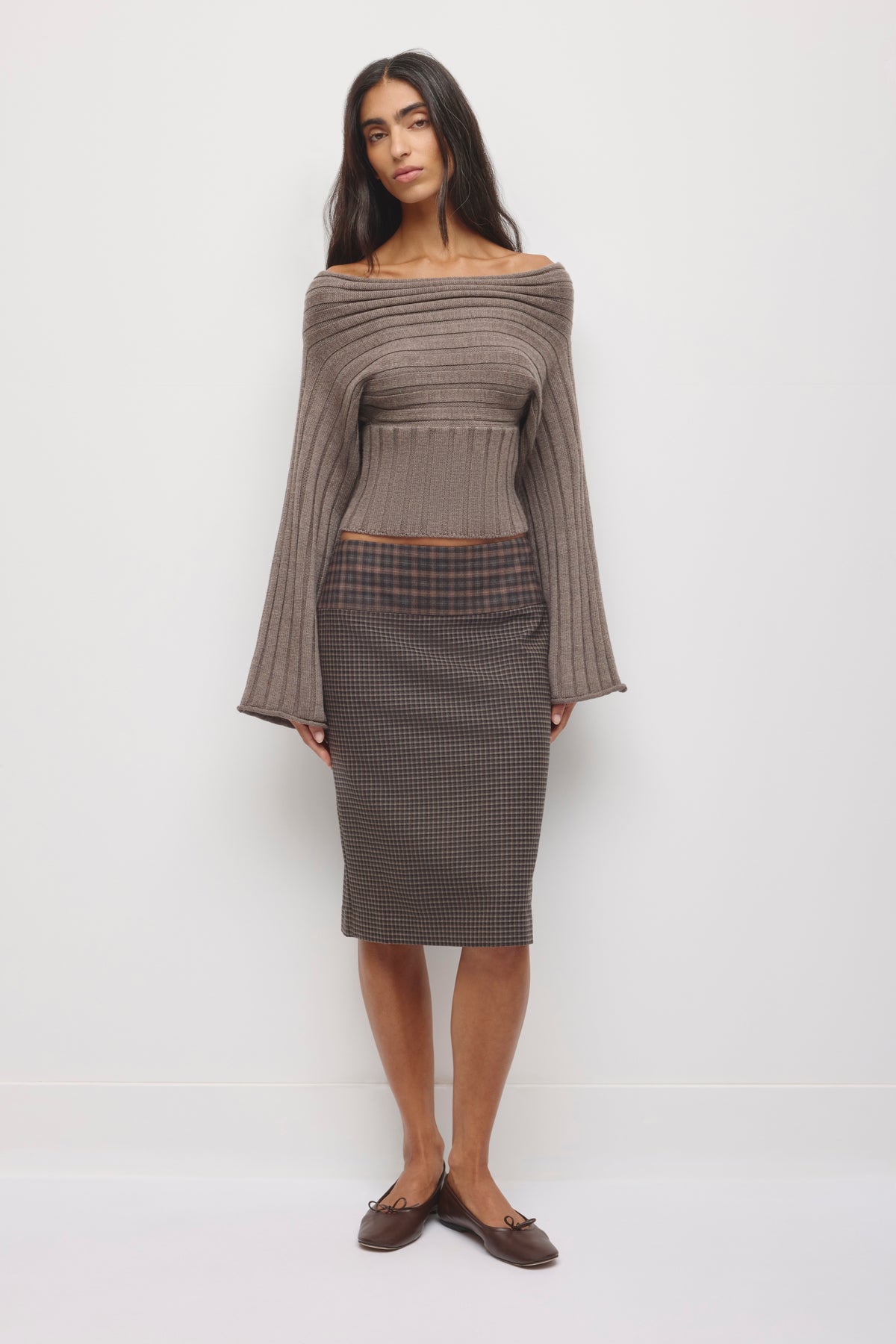 Women's Elina Convertible Sweater in Dark Taupe Mix