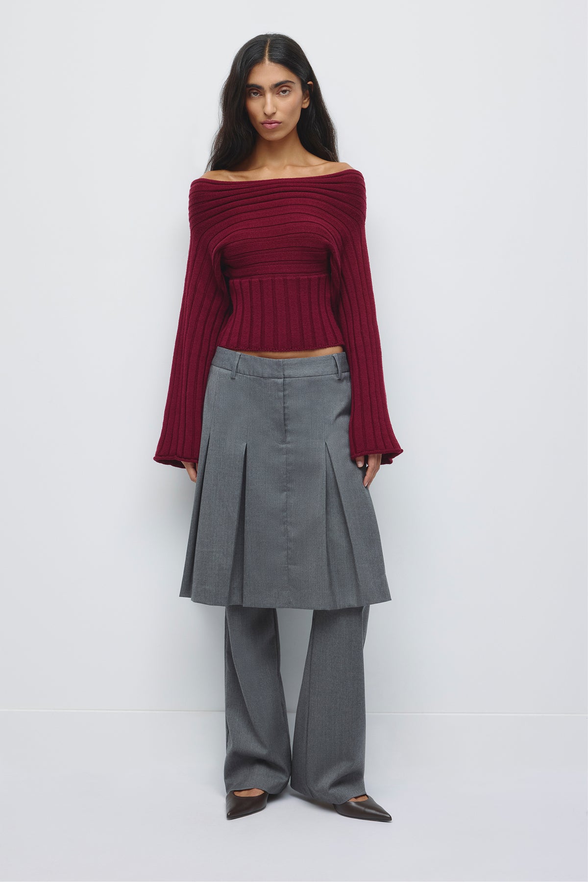 Pull Convertible Elina Femme en porto tawny