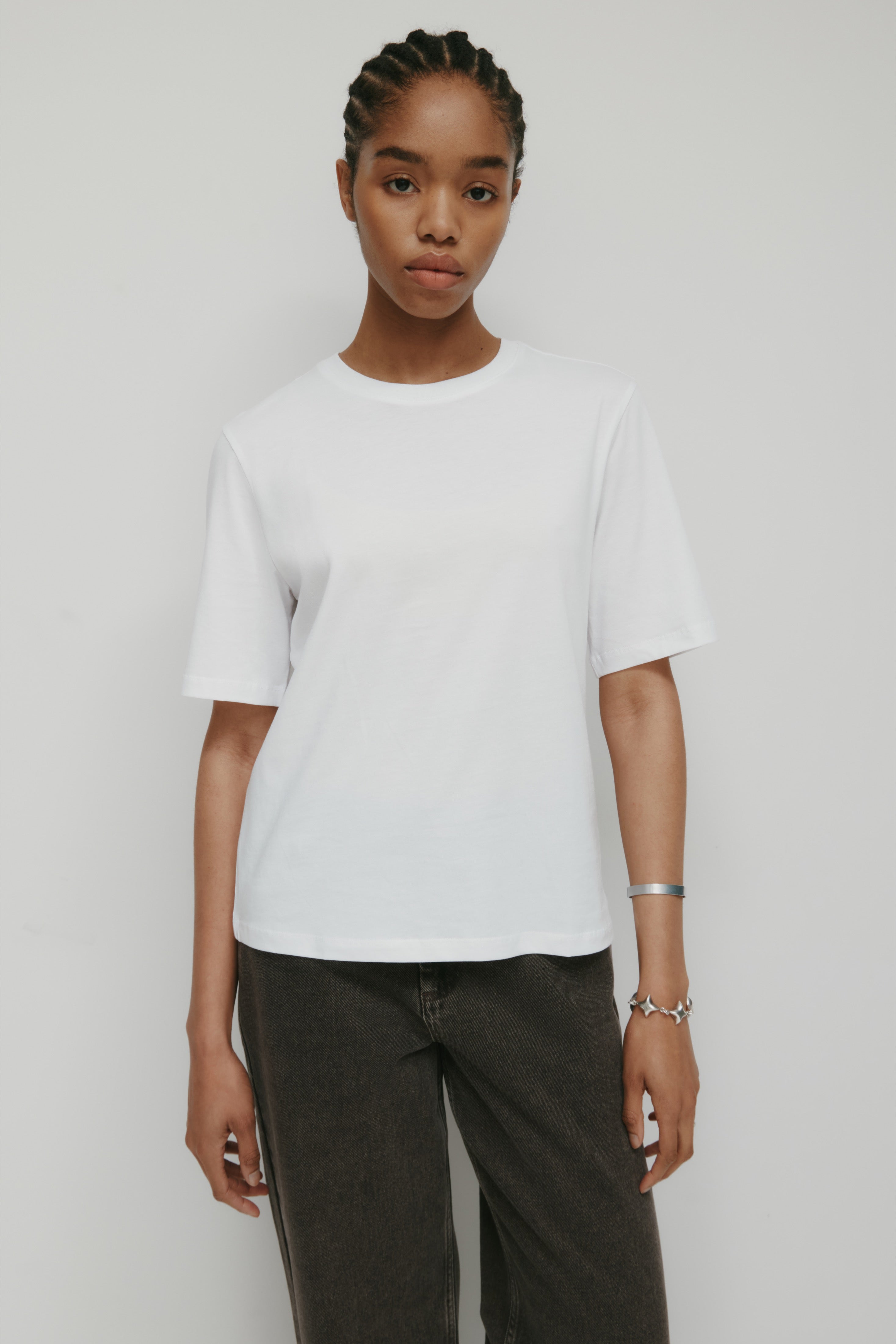 T-shirt à col rond pour femmes en blanc