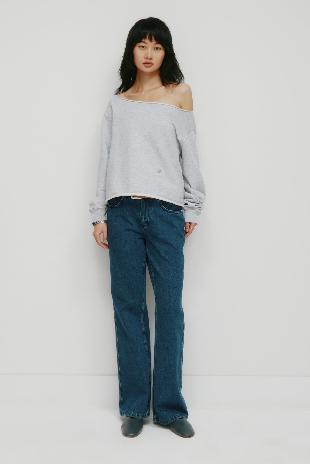 Sweat-shirt court en molleton français pour femme en nuage mélangé