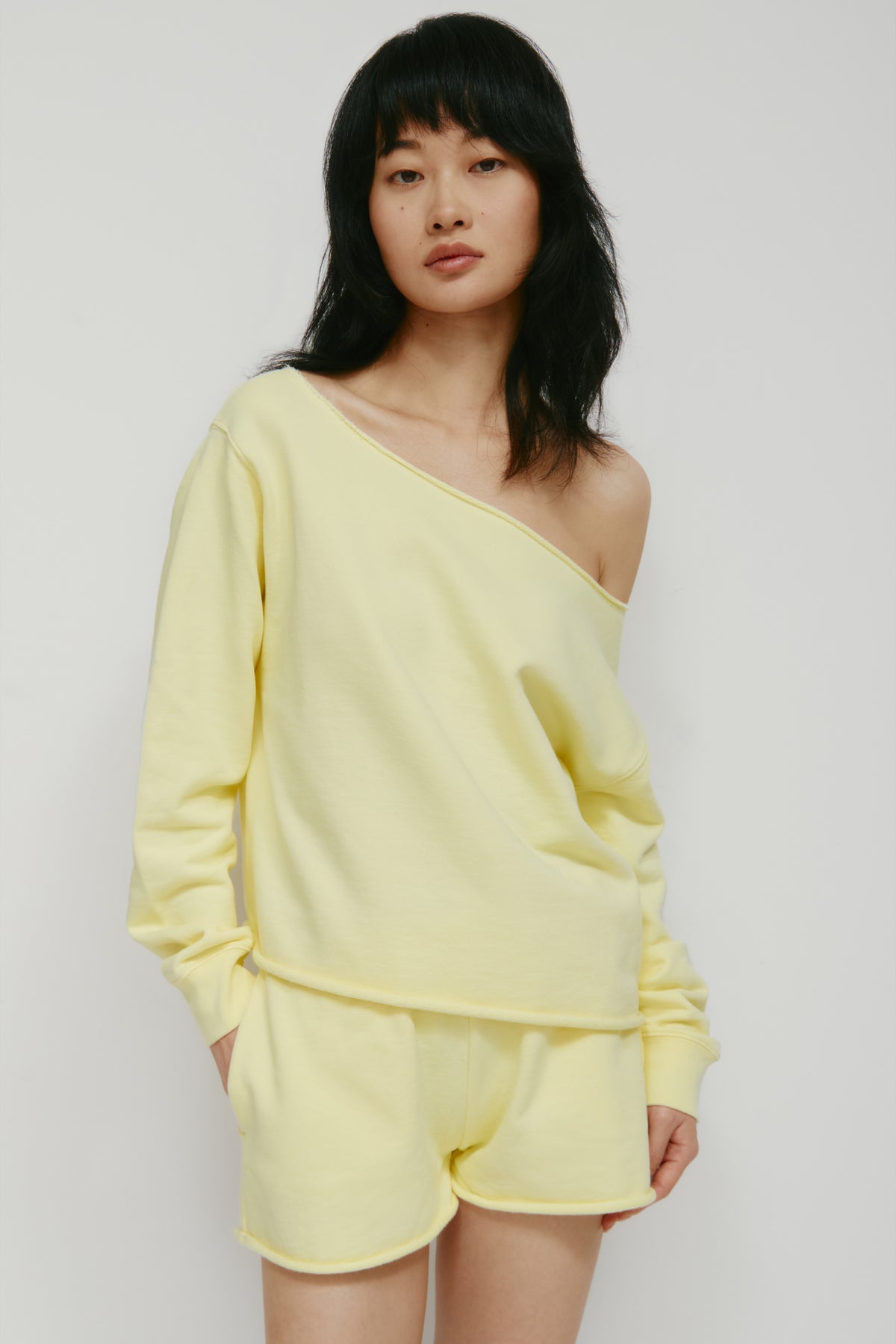 Sweat-shirt court en molleton français pour femme en sorbet