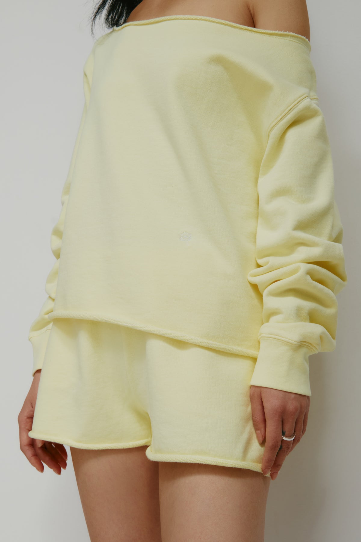 Sweat-shirt court en molleton français pour femme en sorbet