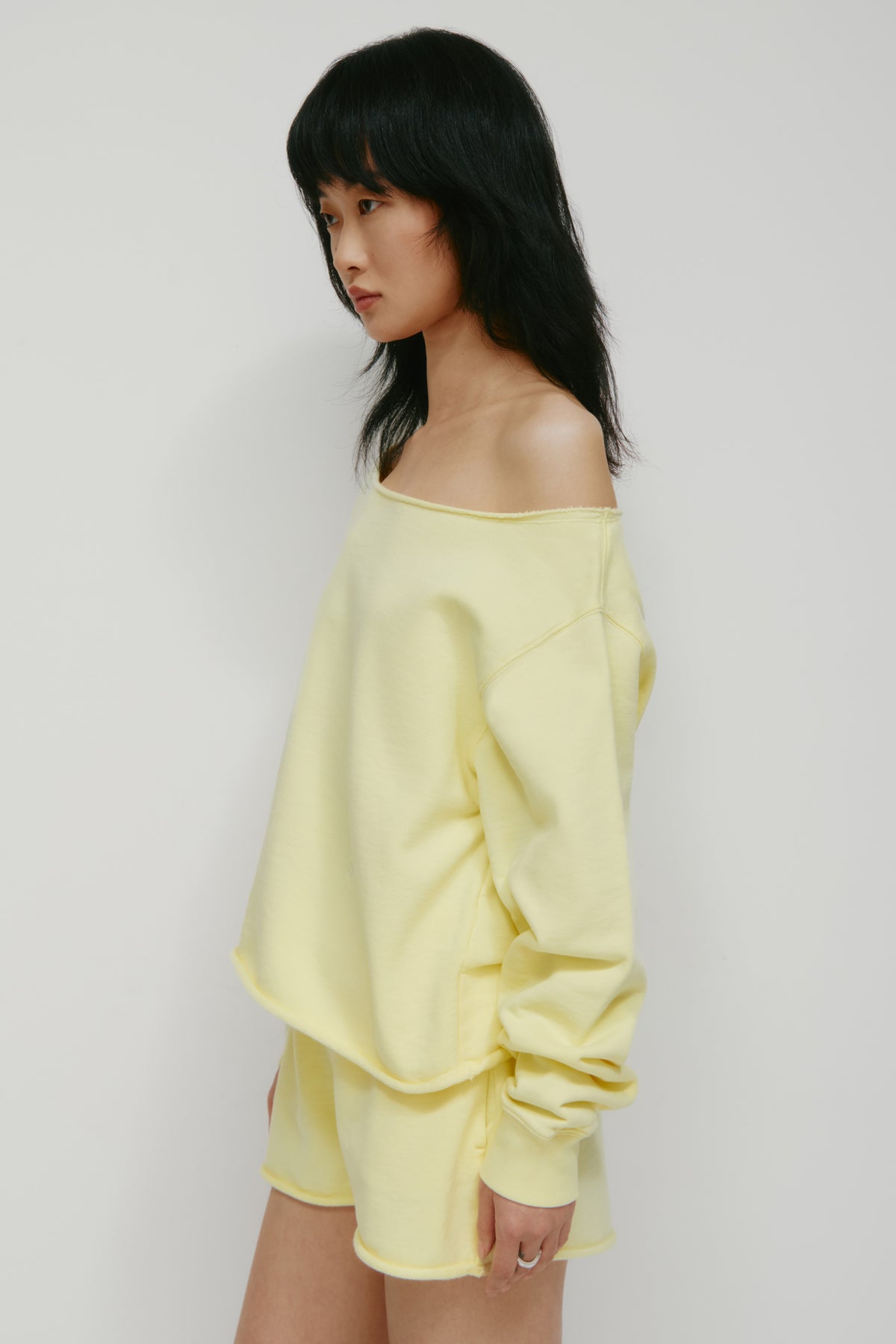 Sweat-shirt court en molleton français pour femme en sorbet
