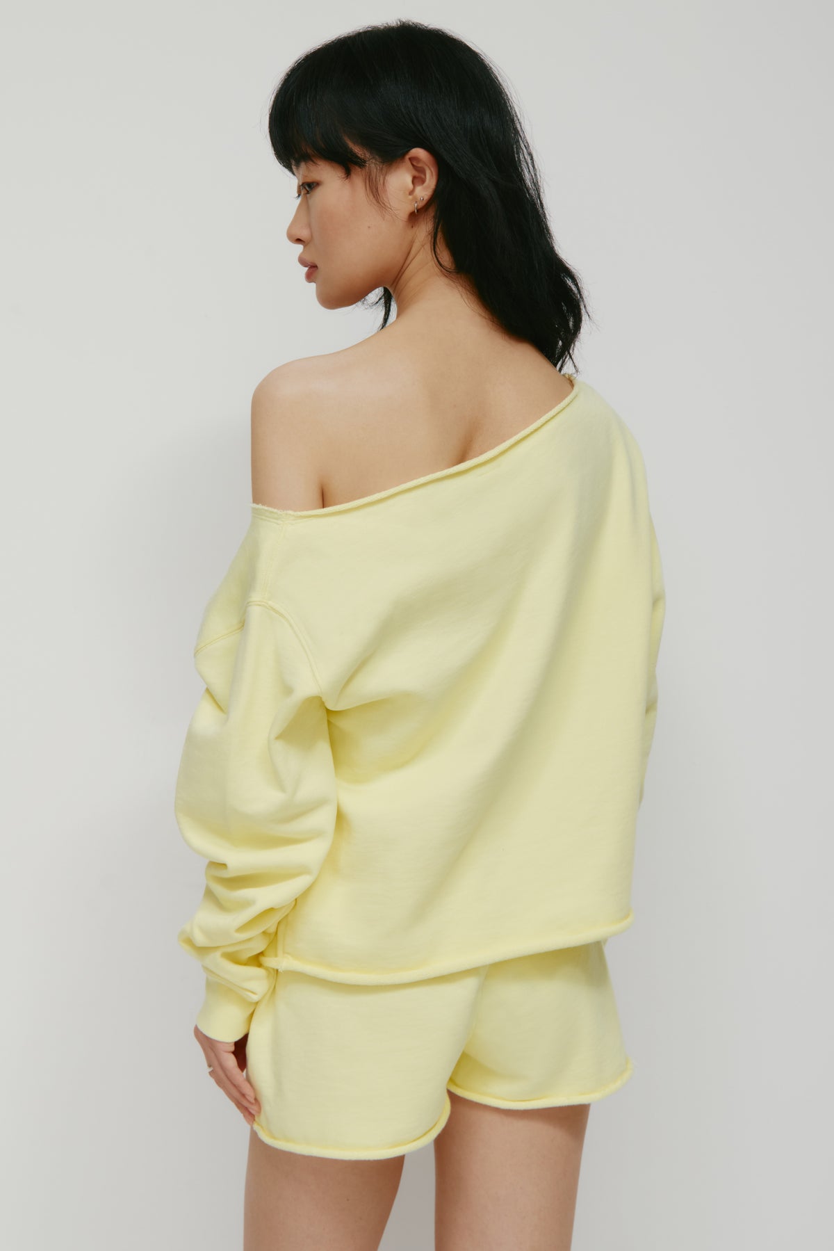 Sweat-shirt court en molleton français pour femme en sorbet