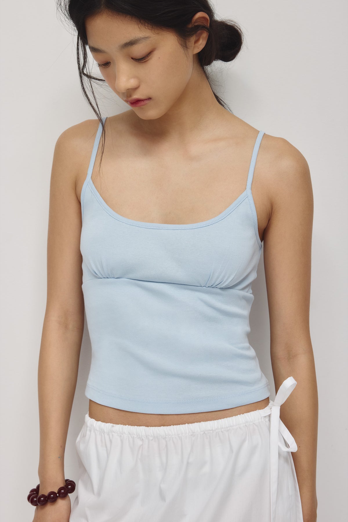 Camisole froncée pour femme en aura bleue