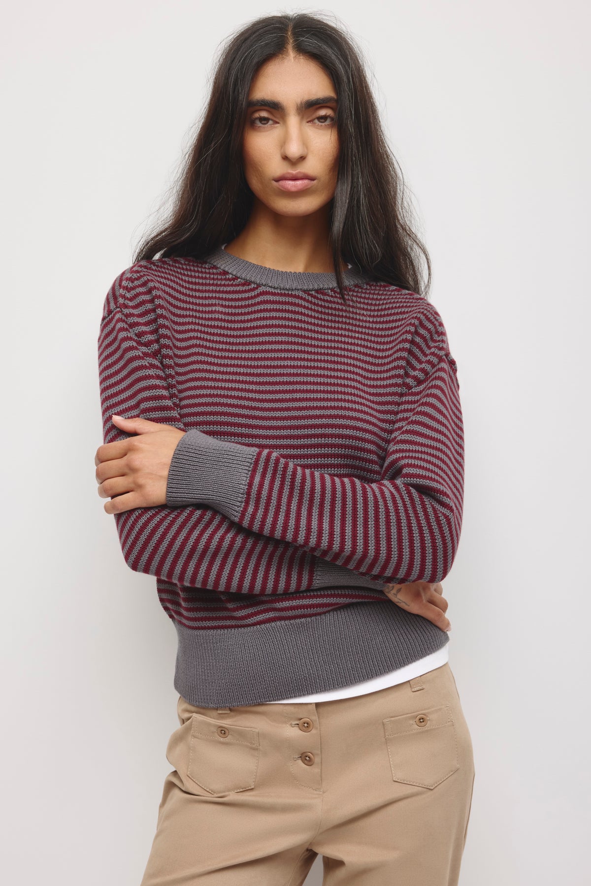 Model is 5’9” and is wearing a size S.