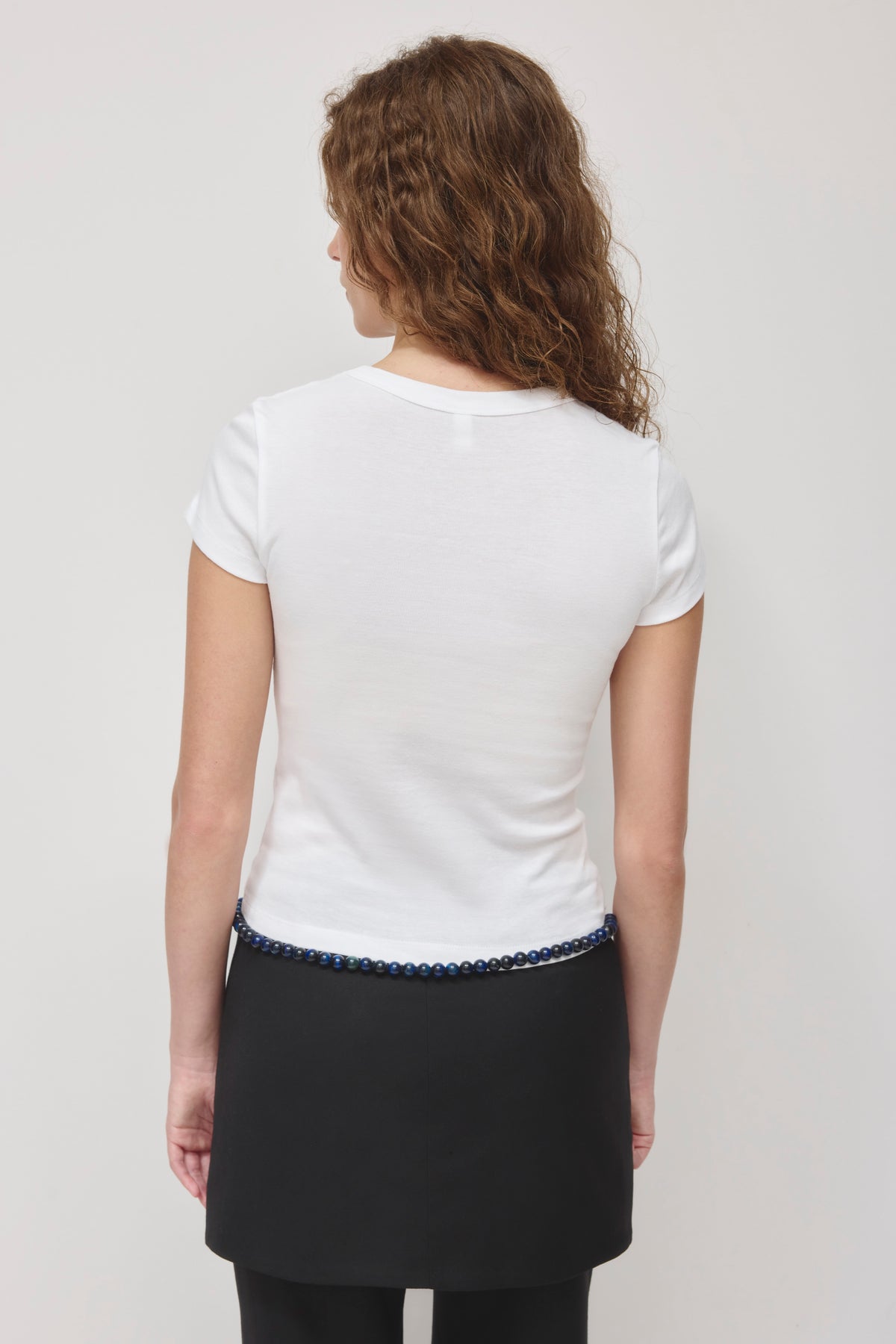 Women's High V-neck Tee in White