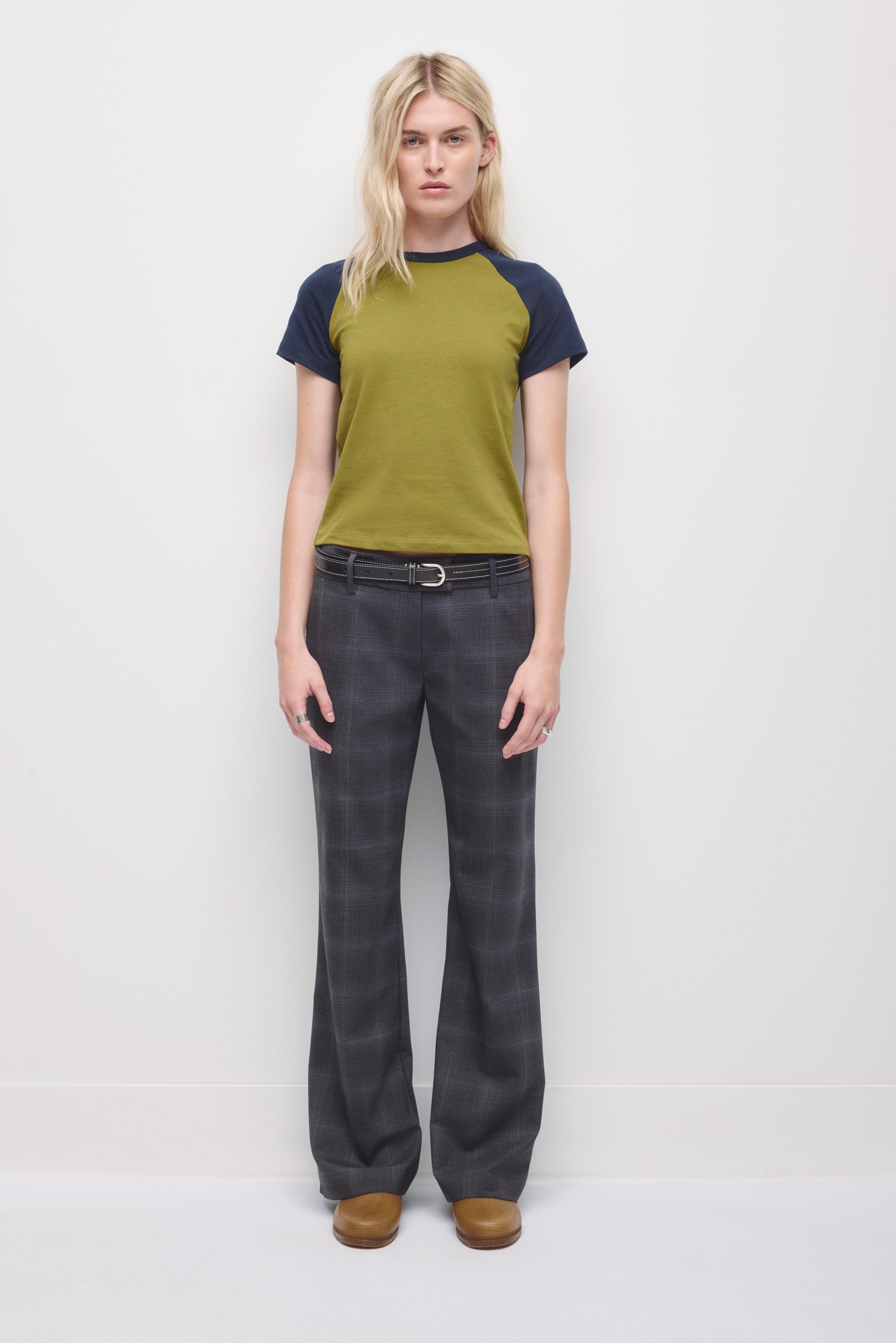 Pantalon Iman à Carreaux pour Femme en tartan océan profond