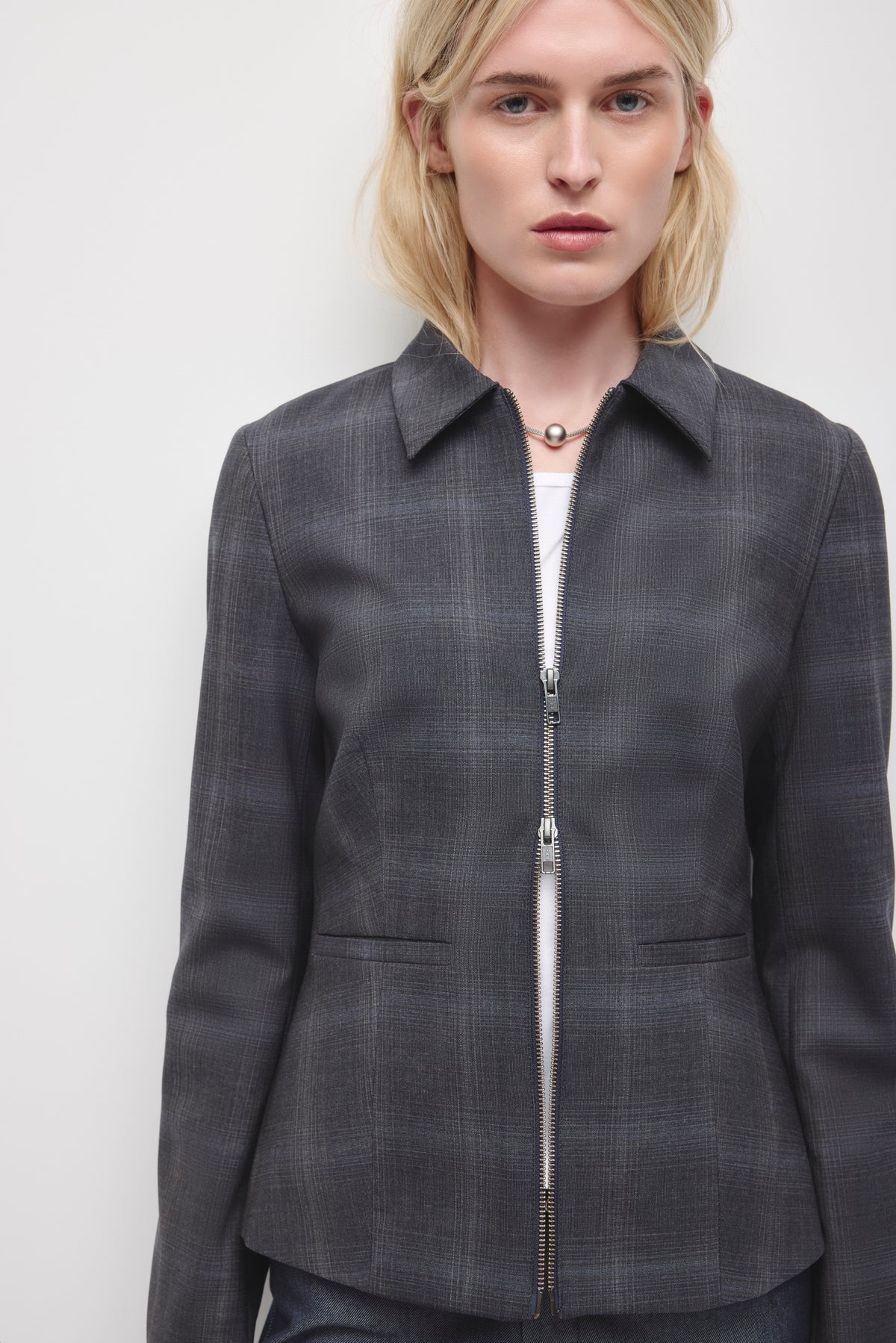 Women's Iman Shaped Jacket in Deep Ocean Plaid