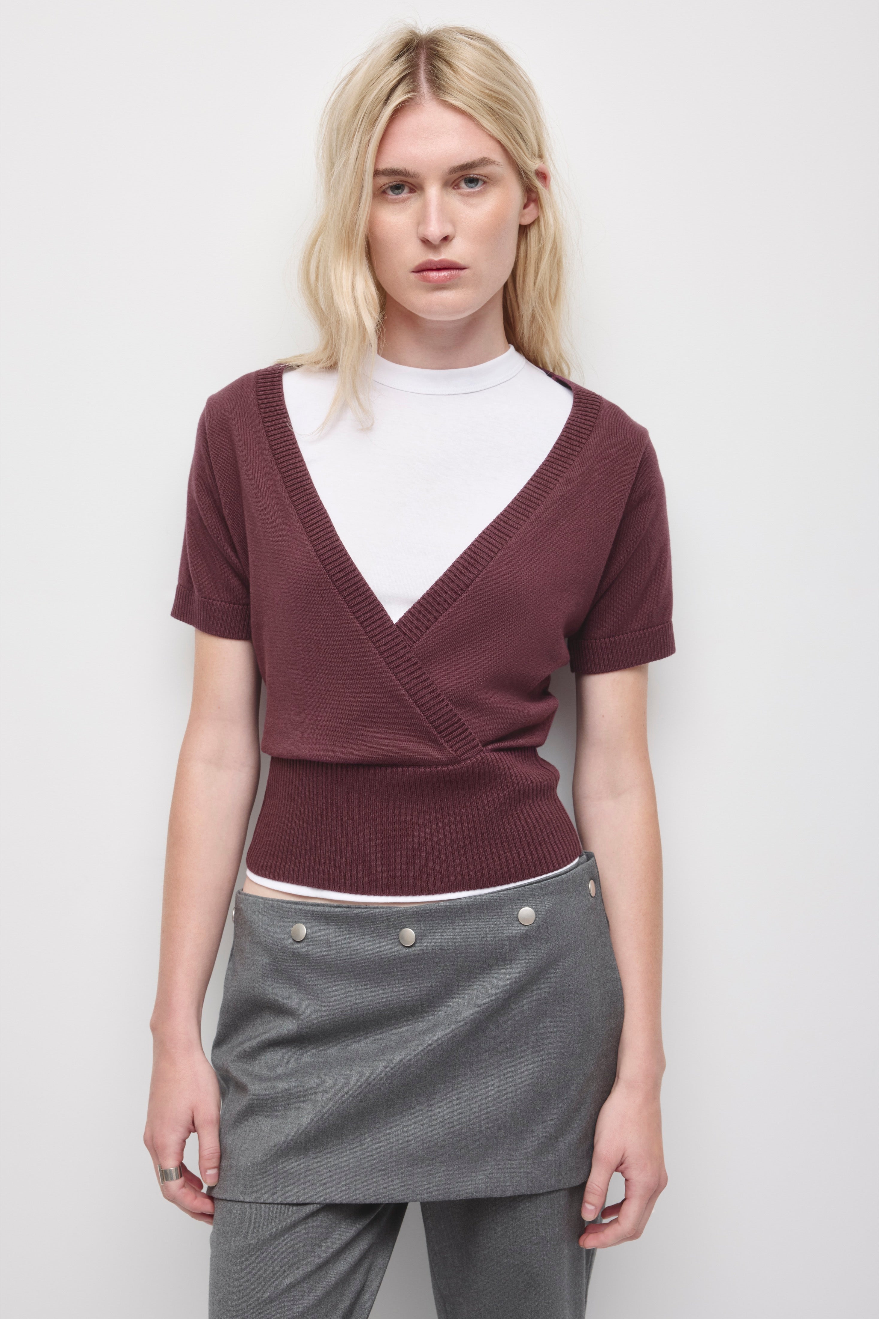 Pull portefeuille Iris pour femme en prune chocolat