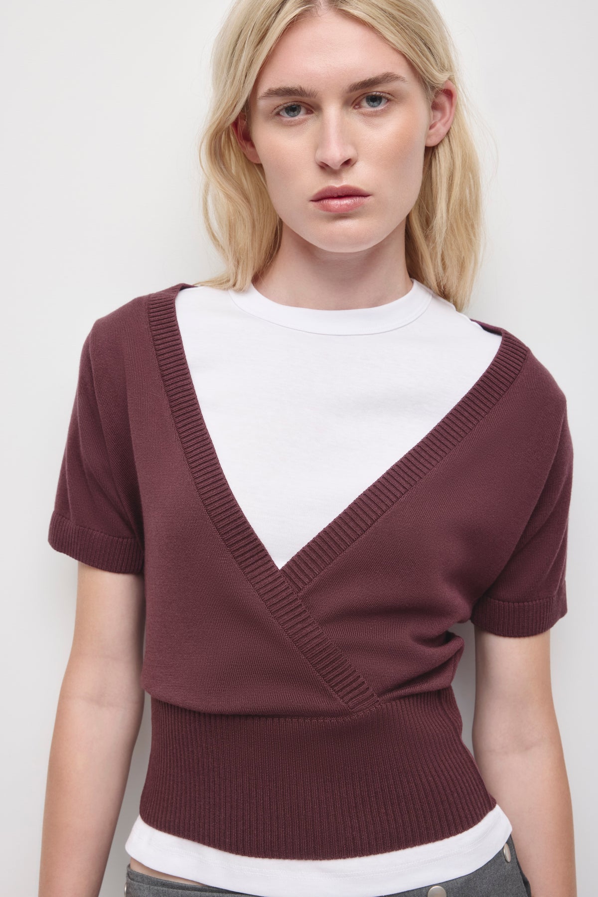 Pull portefeuille Iris pour femme en prune chocolat