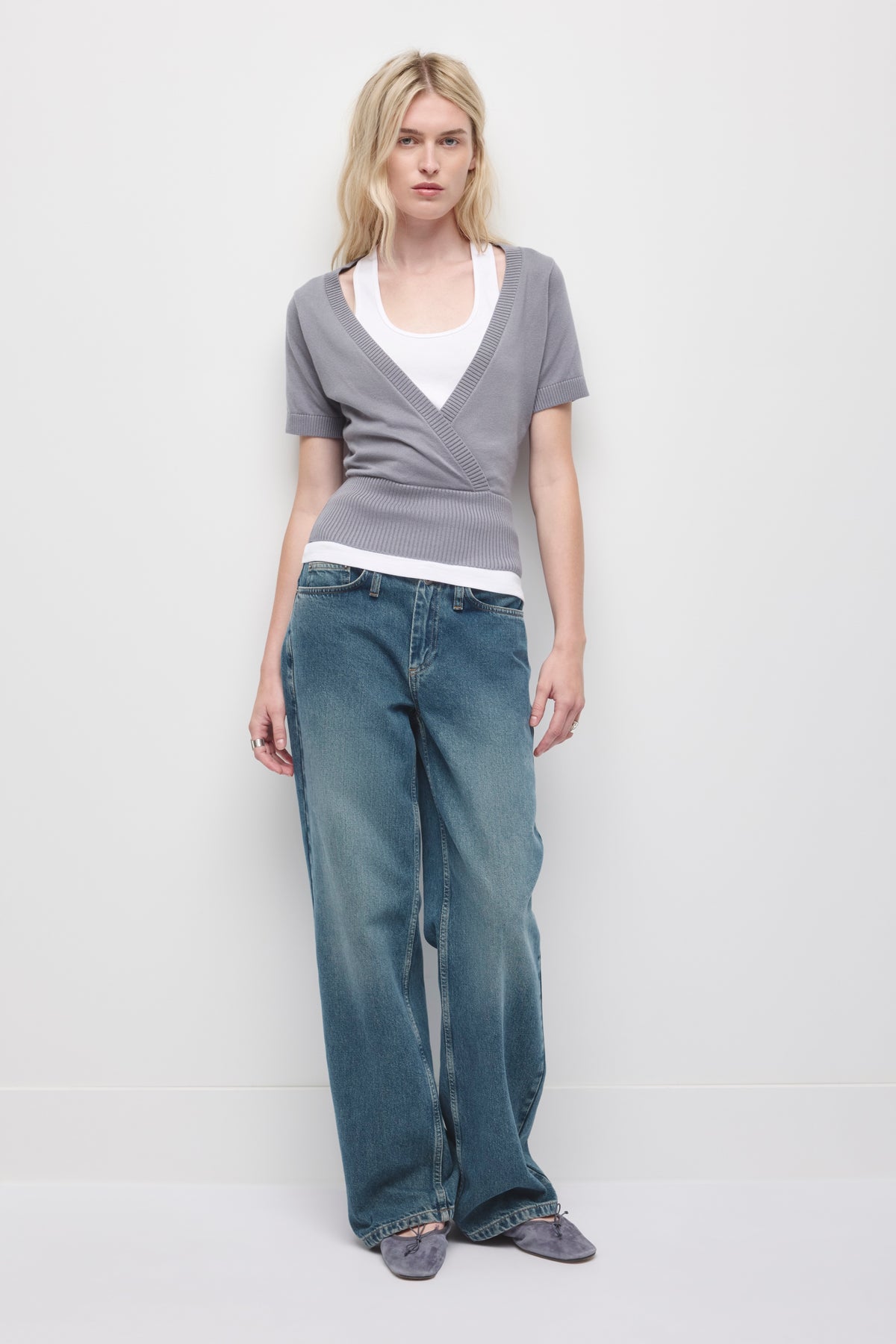 Women's Iris Wrap Sweater in Lavender Ash