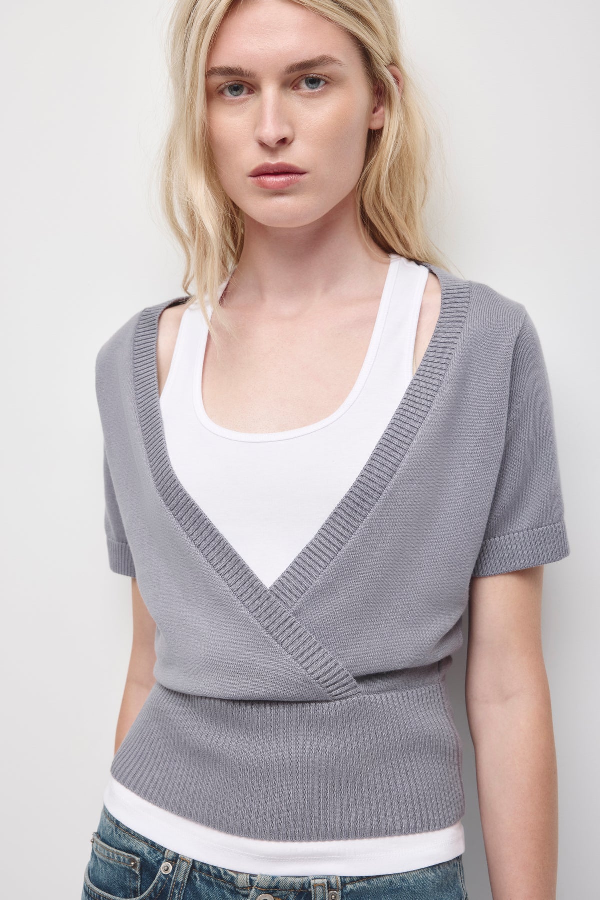 Women's Iris Wrap Sweater in Lavender Ash