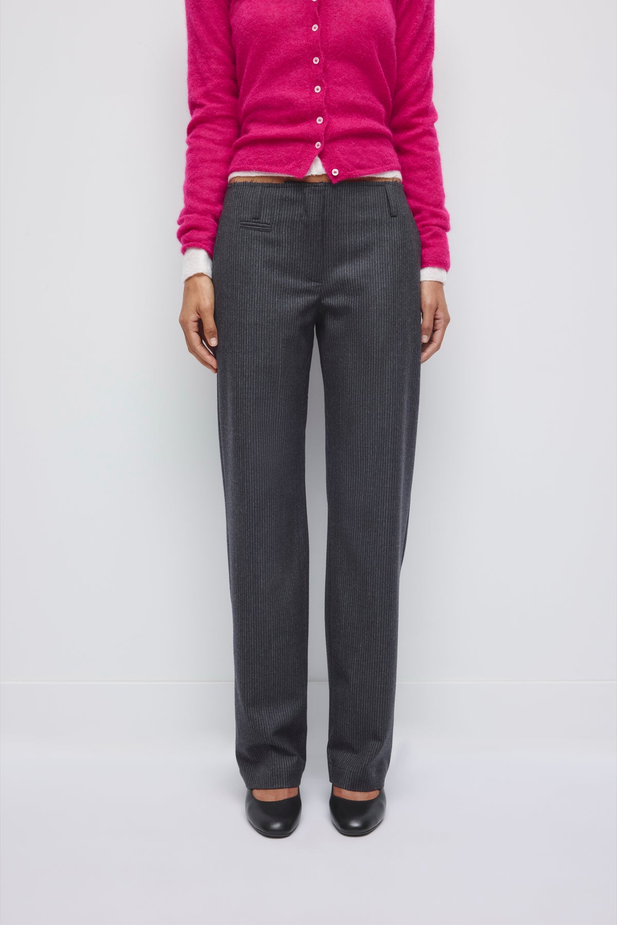 Pantalon Lana pour Femme en fines rayures anthracite